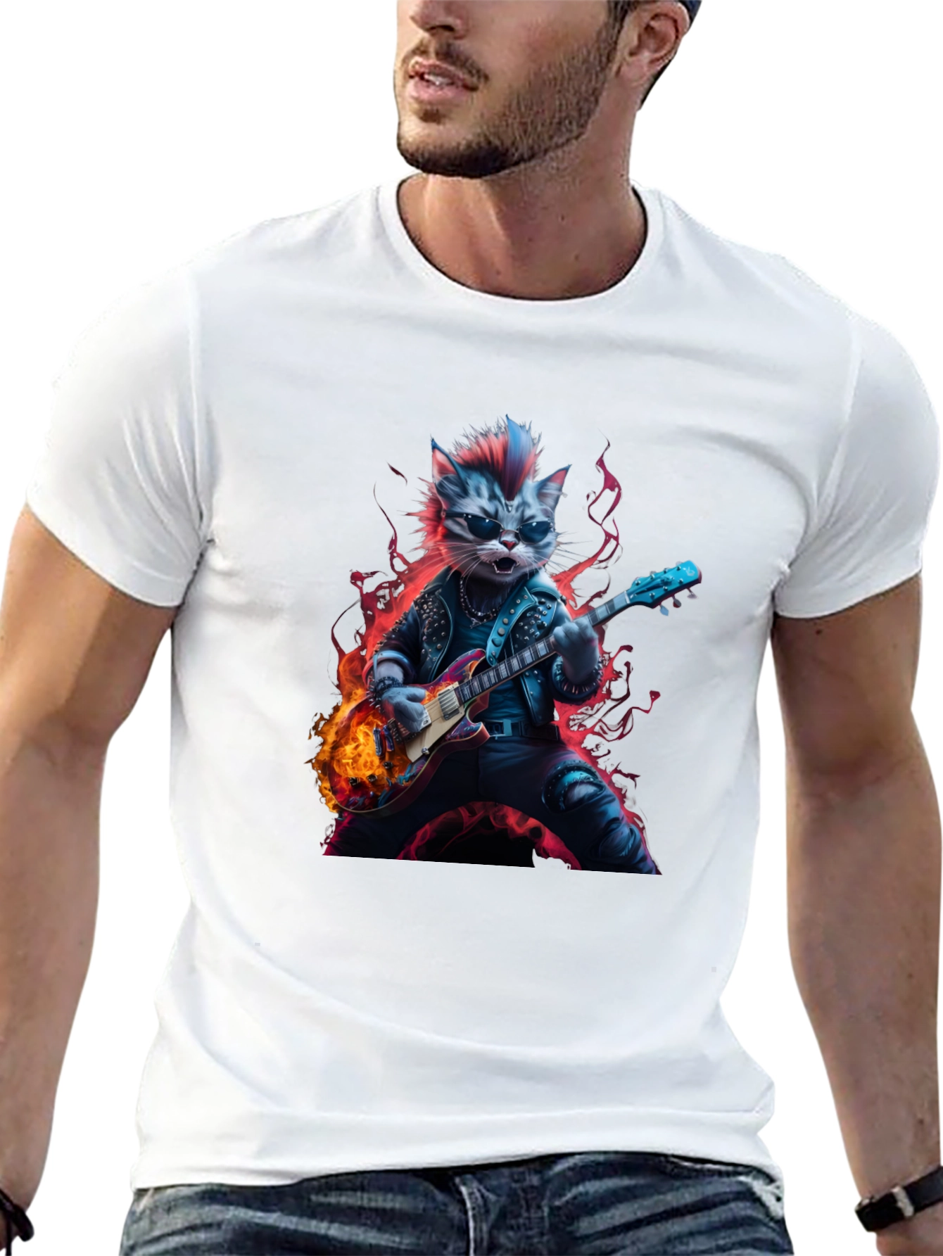 Rockstar Cat T-Shirt - Cool Graphic Tee