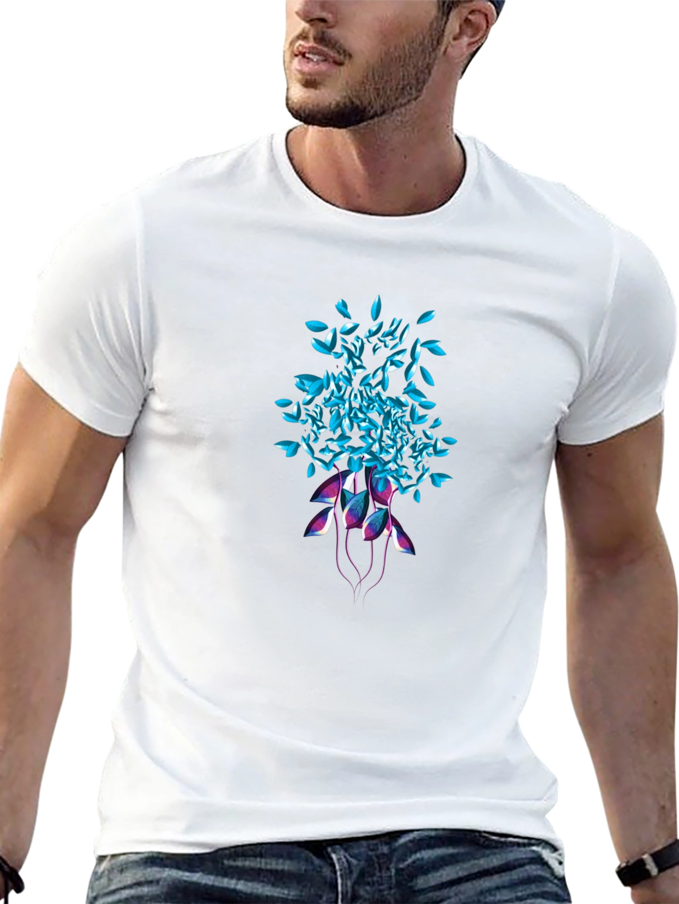 Abstract Floral Graphic Tee - Black Unisex T-Shirt