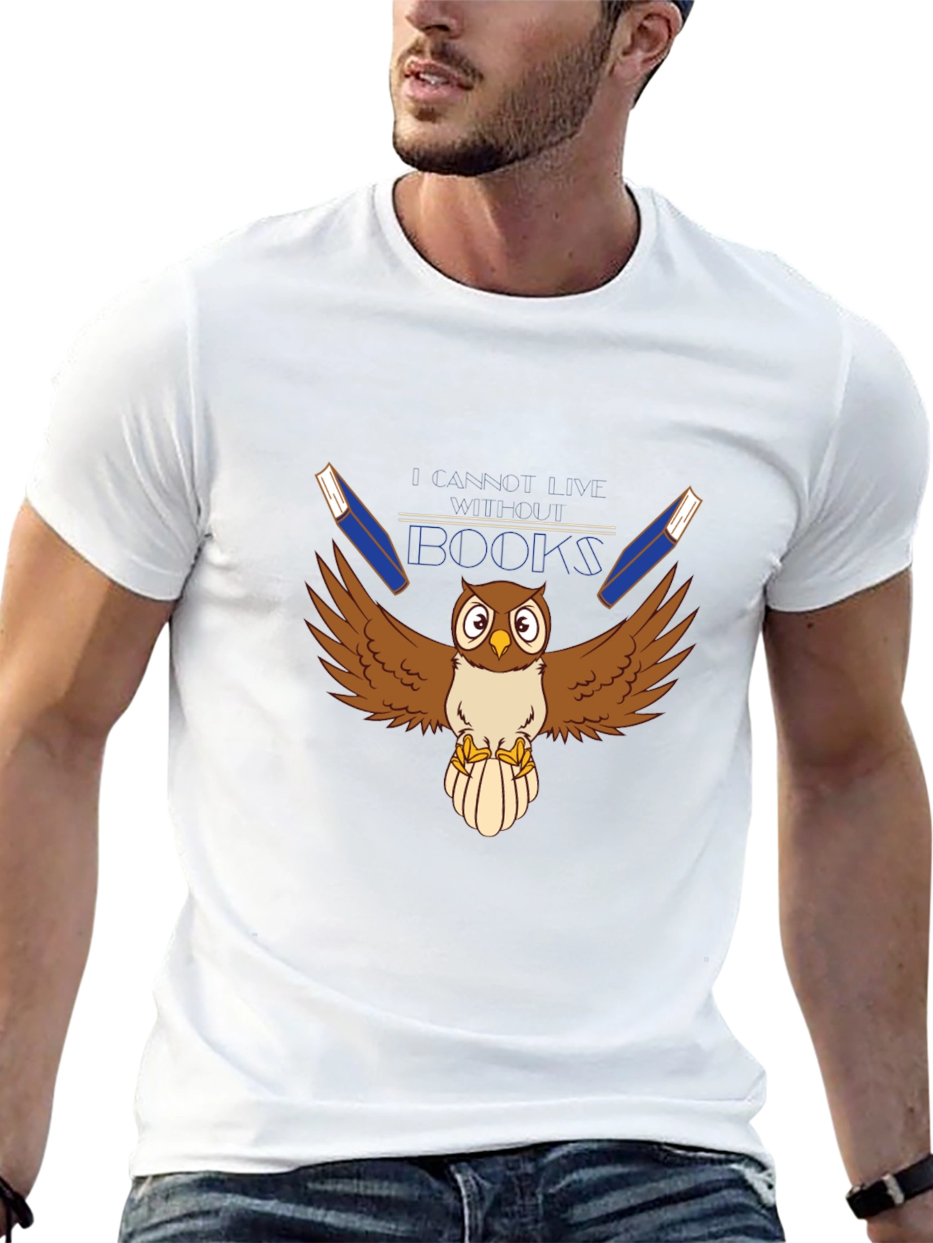 Owl Reads Books Graphic T-Shirt