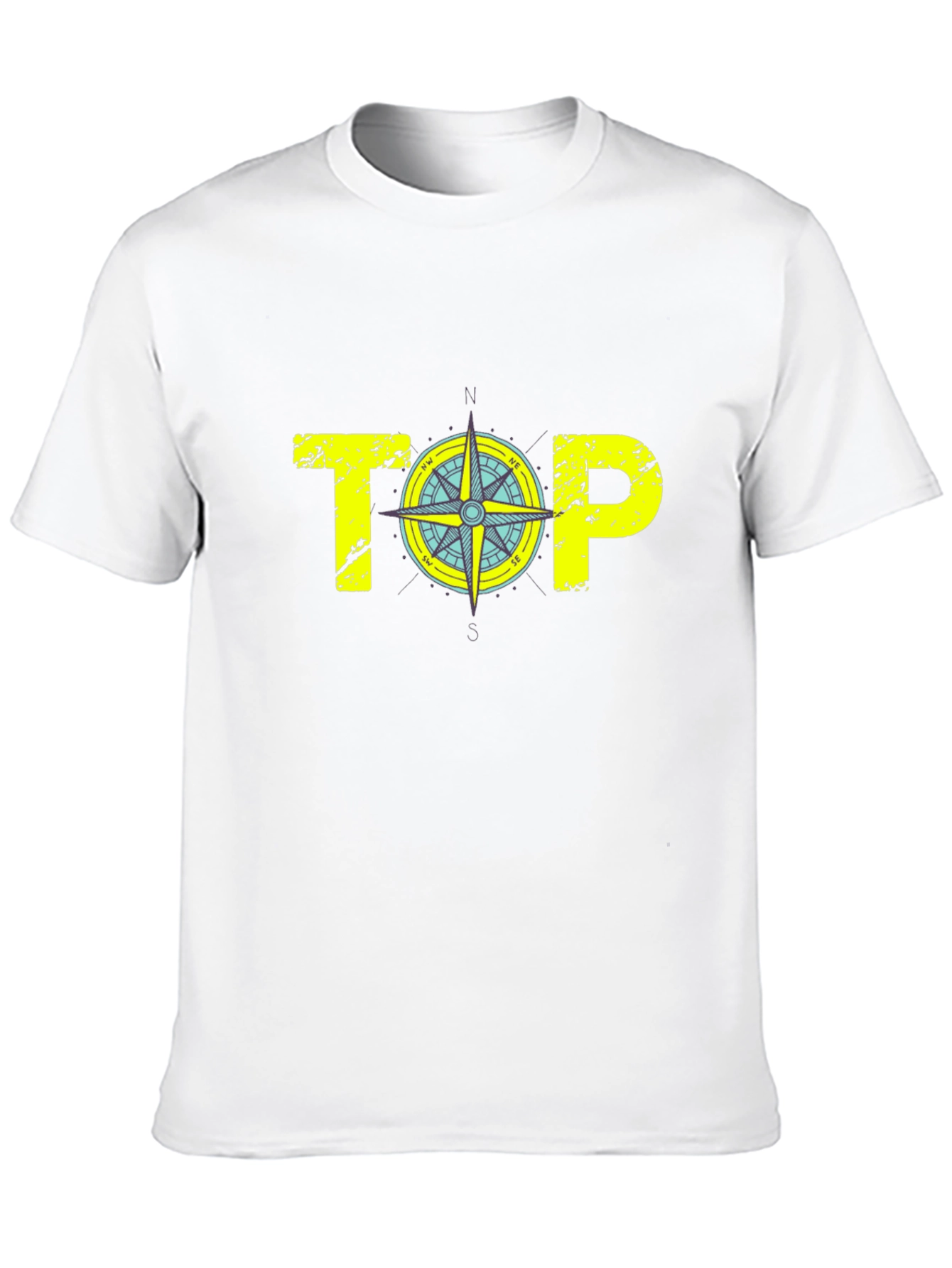 Mens Black Graphic T-Shirt - Compass Top Design