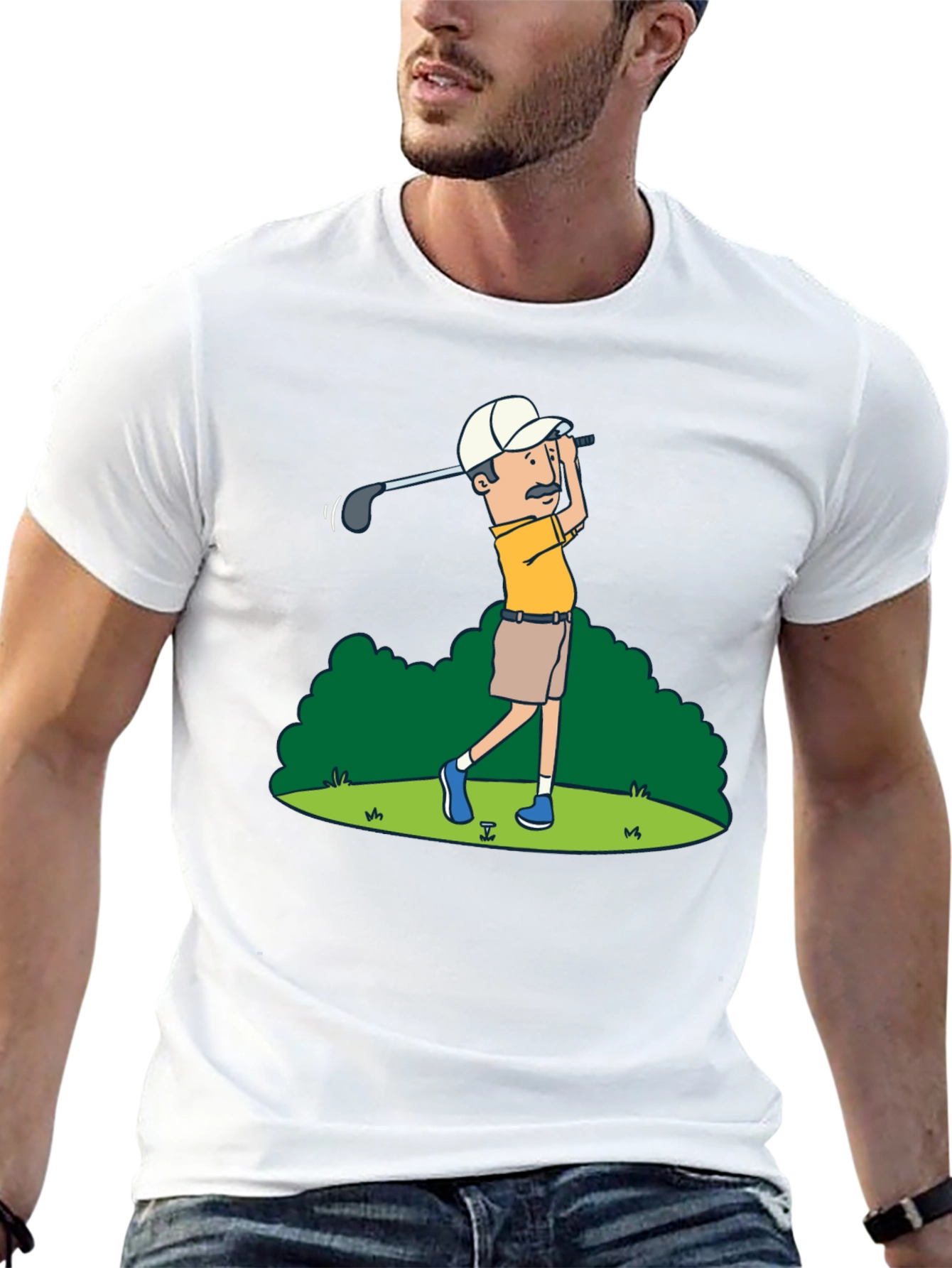 Golfer Cartoon Graphic Tee - Classic Design