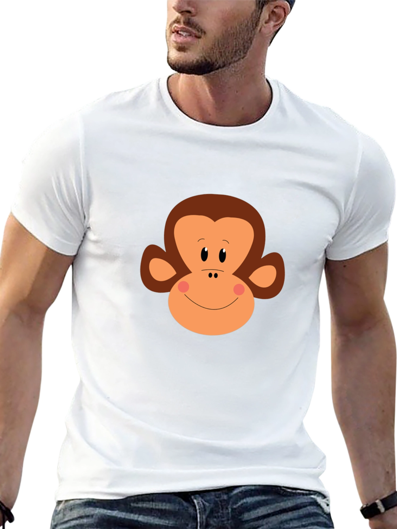 Monkey Face Graphic Tee - Black Cotton T-Shirt