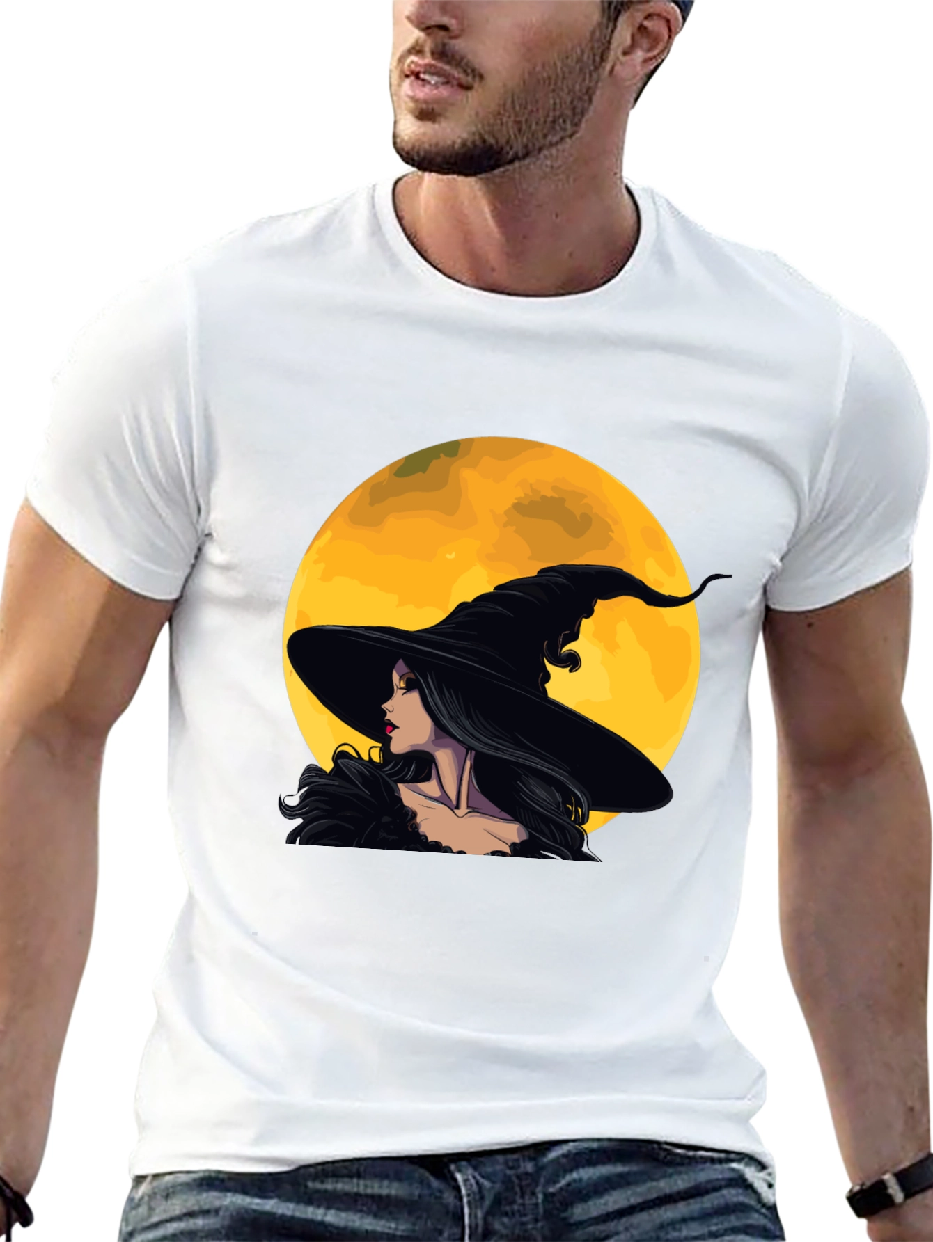 Witch and Moon Graphic Tee - Halloween Fashion