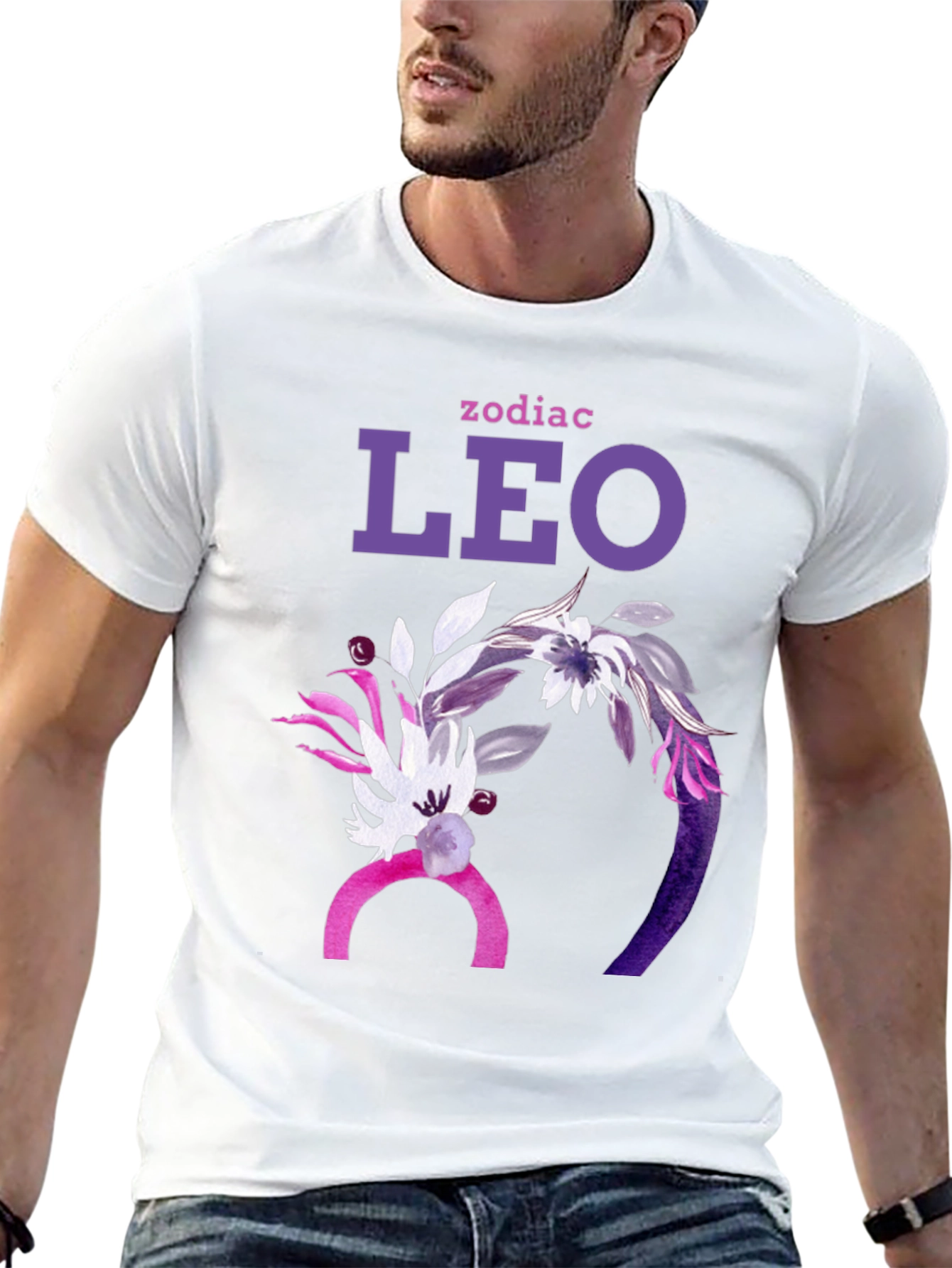 Leo Zodiac Floral Graphic T-Shirt