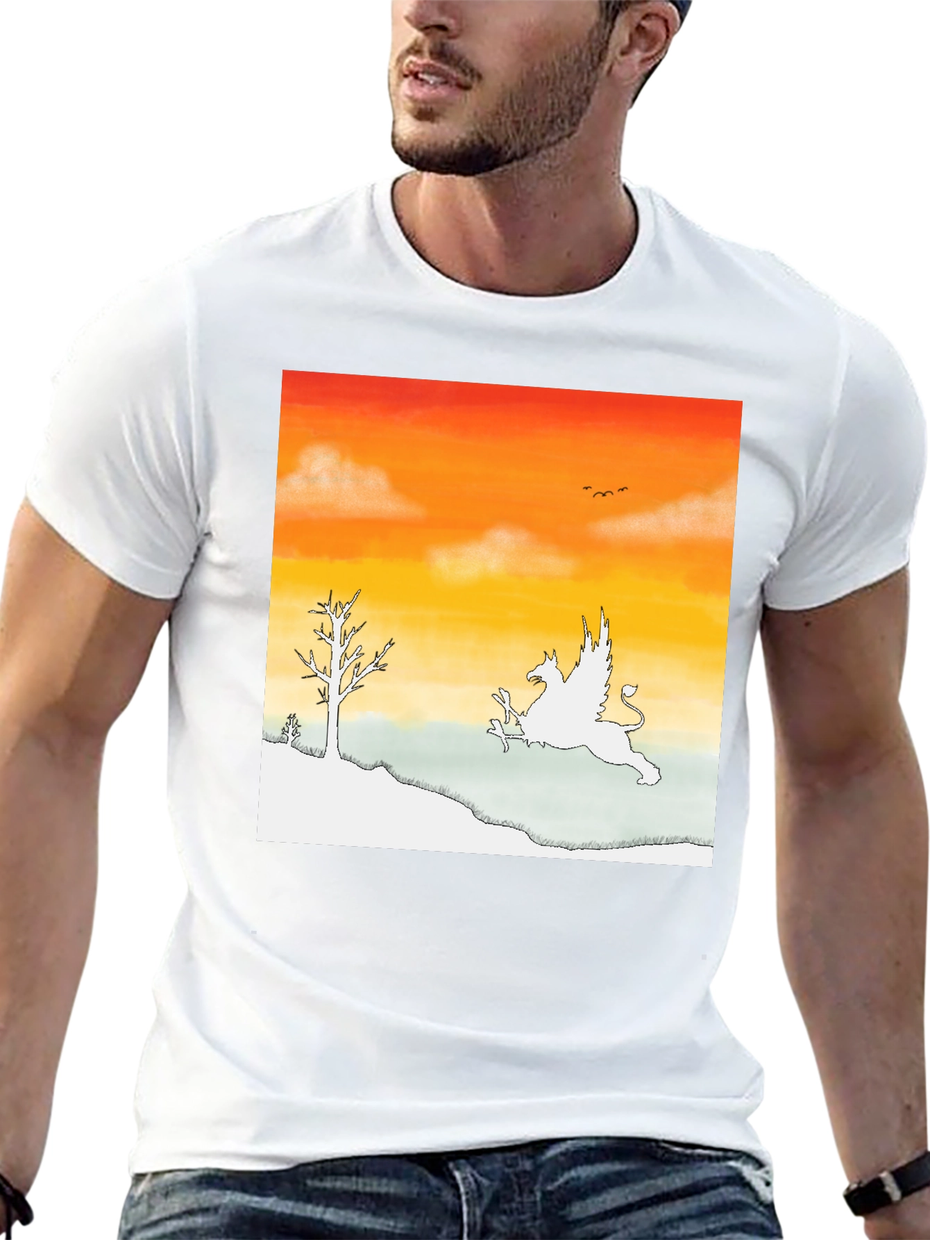 Griffin Sunset Graphic Tee - Fantasy Inspired Art