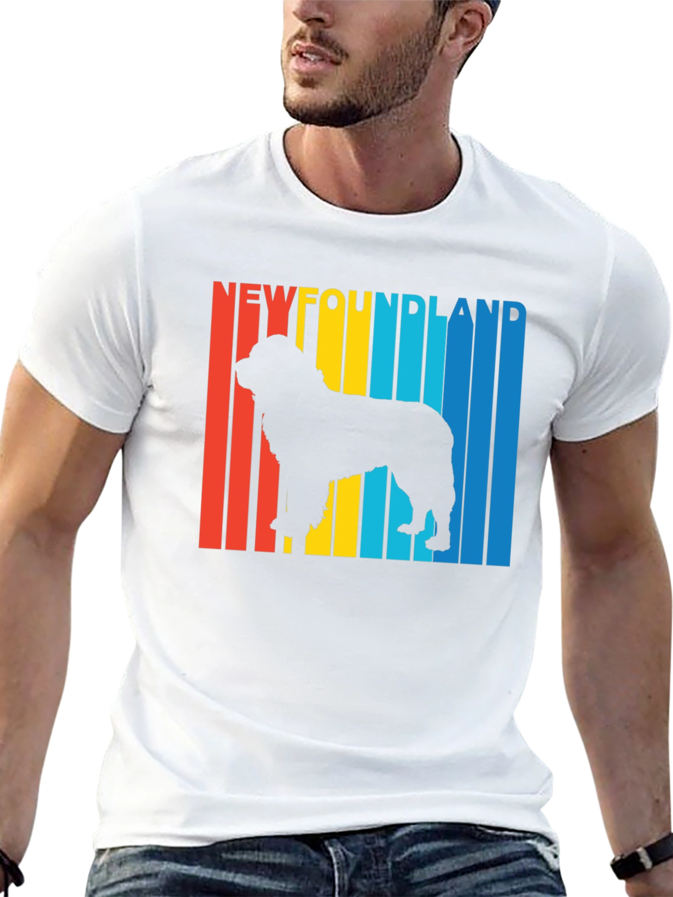 Newfoundland Dog Retro T-Shirt - Black