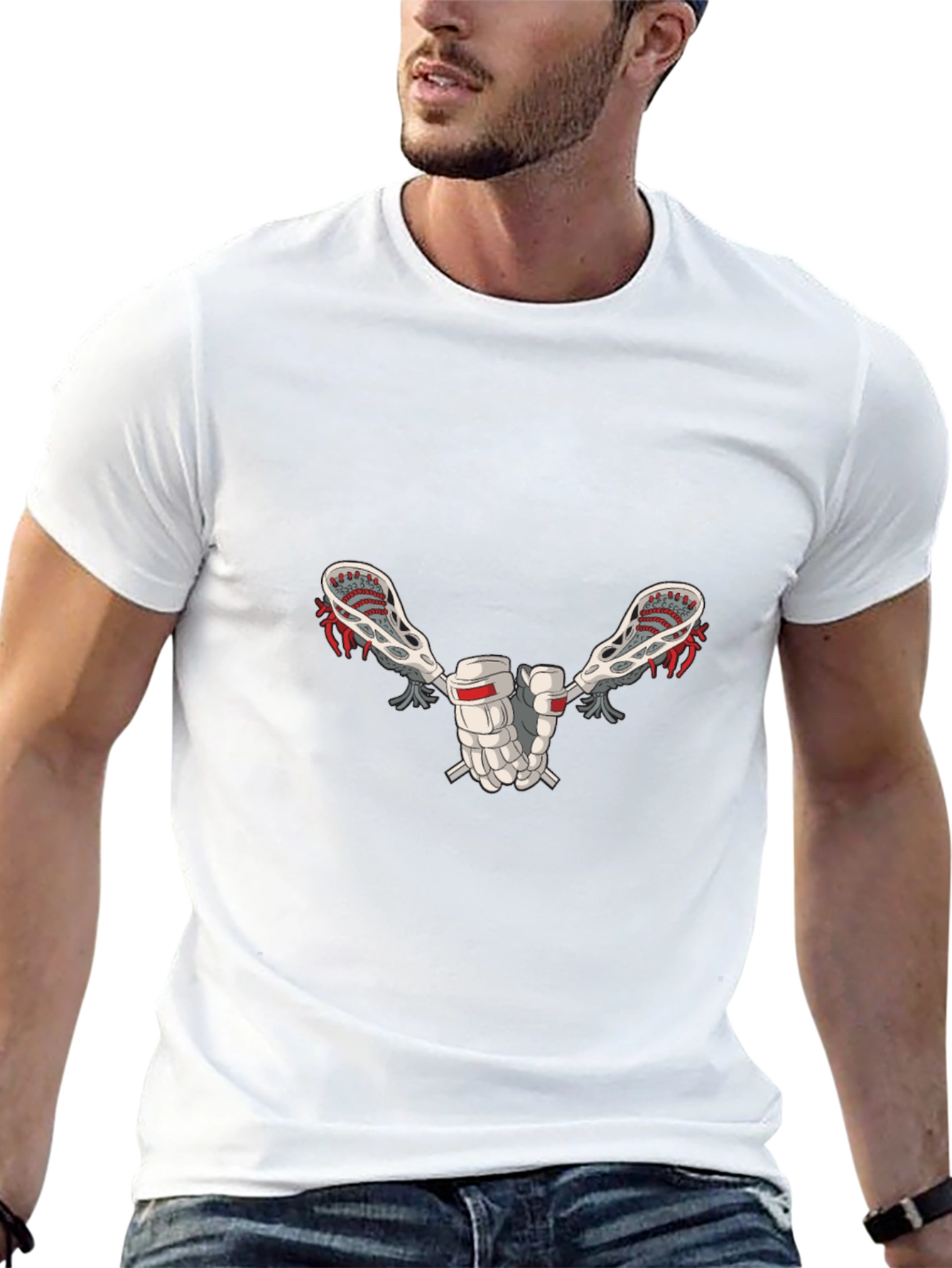 Lacrosse Sticks Graphic Tee - Black Cotton T-Shirt