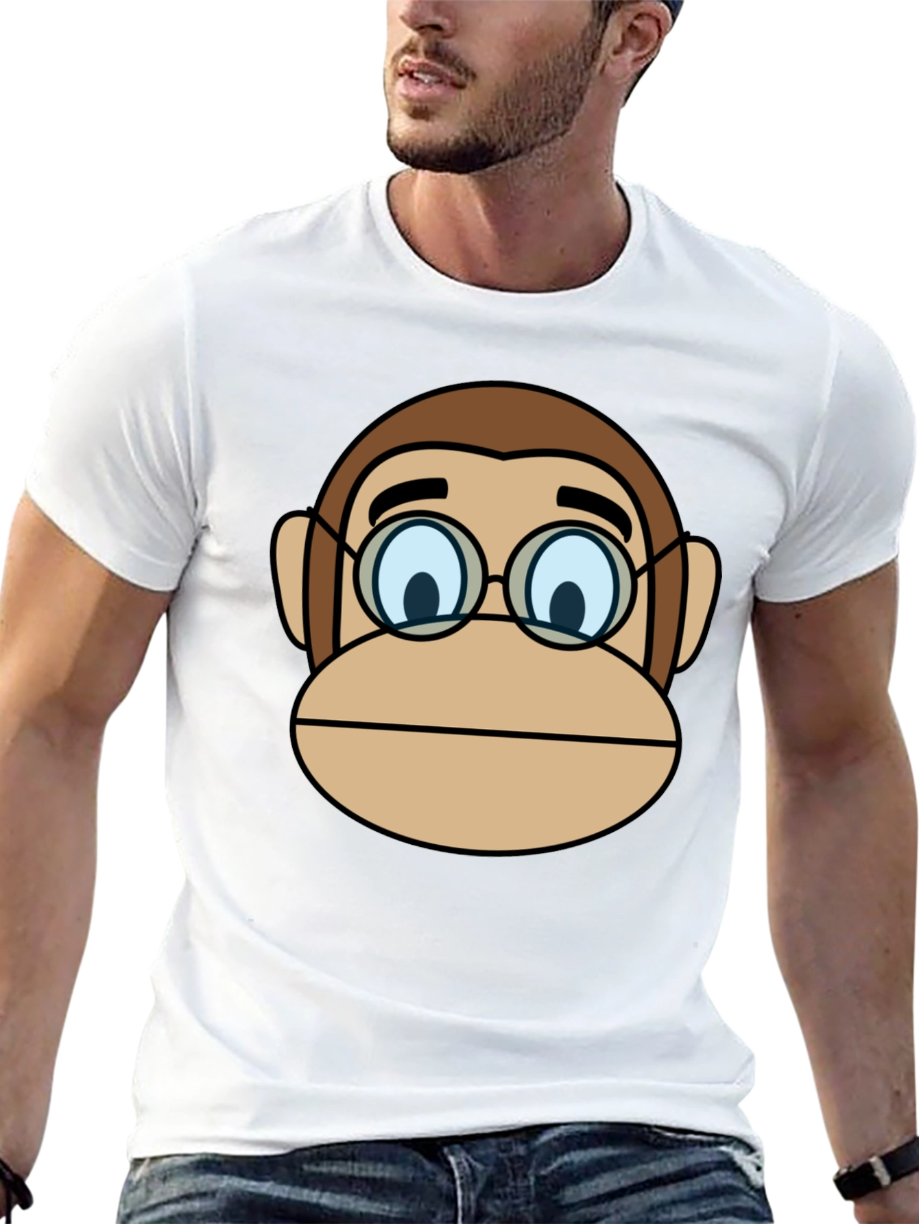 Funny Monkey Face T-Shirt with Glasses