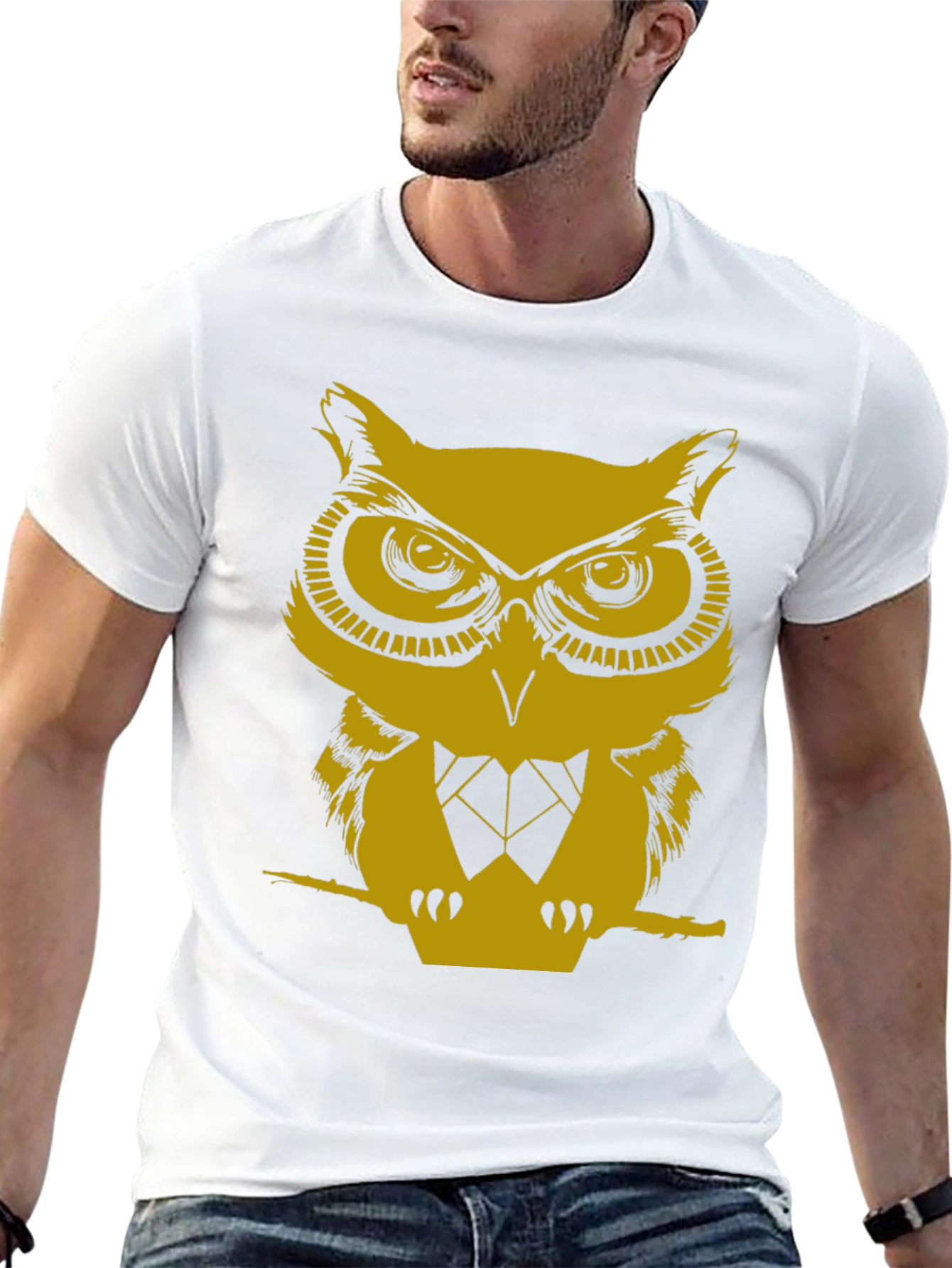 Owl Graphic Print Crew Neck T-Shirt