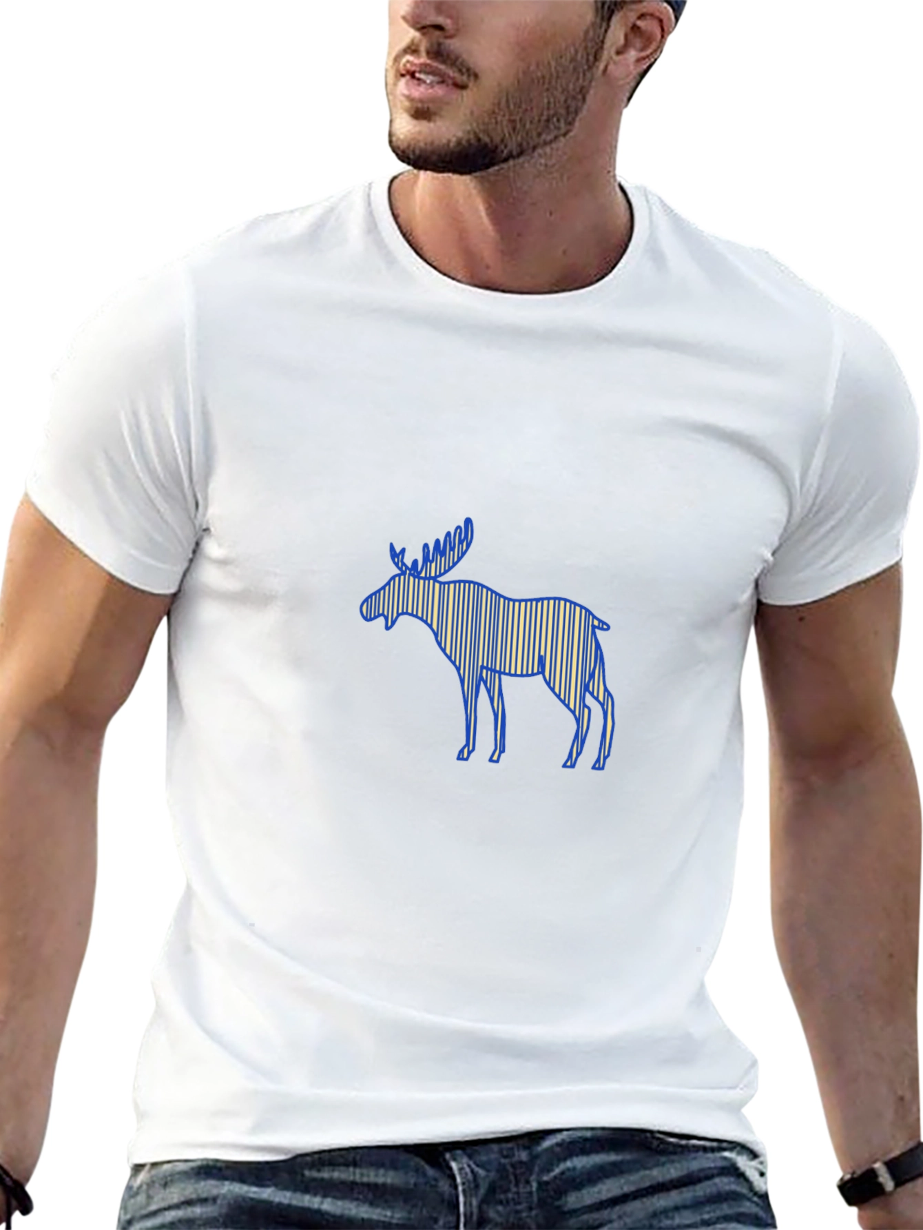 Moose Graphic Print Black T-Shirt