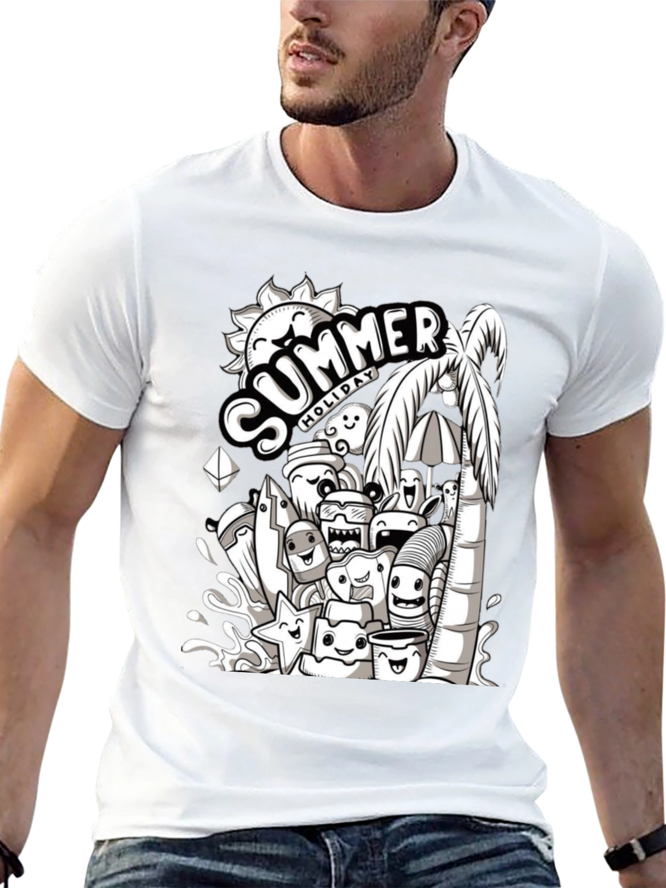 Summer Holiday Doodle Graphic T-Shirt