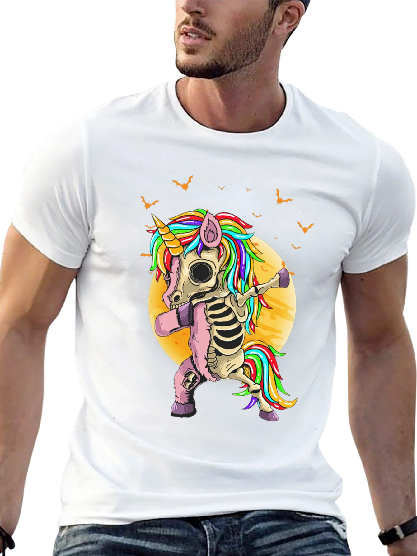 Halloween Skeleton Unicorn Dabbing T-Shirt