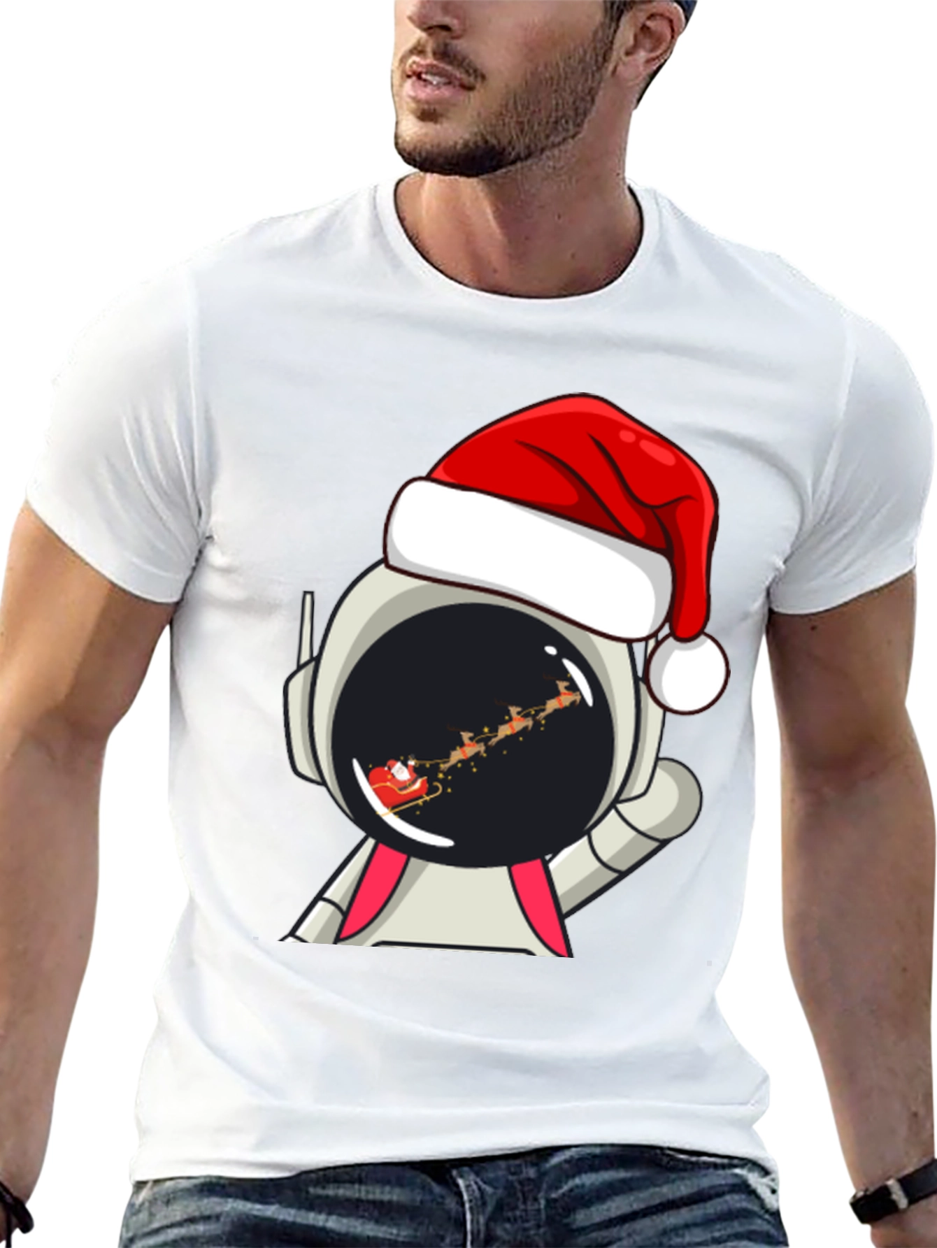 Astronaut Santa T-Shirt - Christmas Space Tee