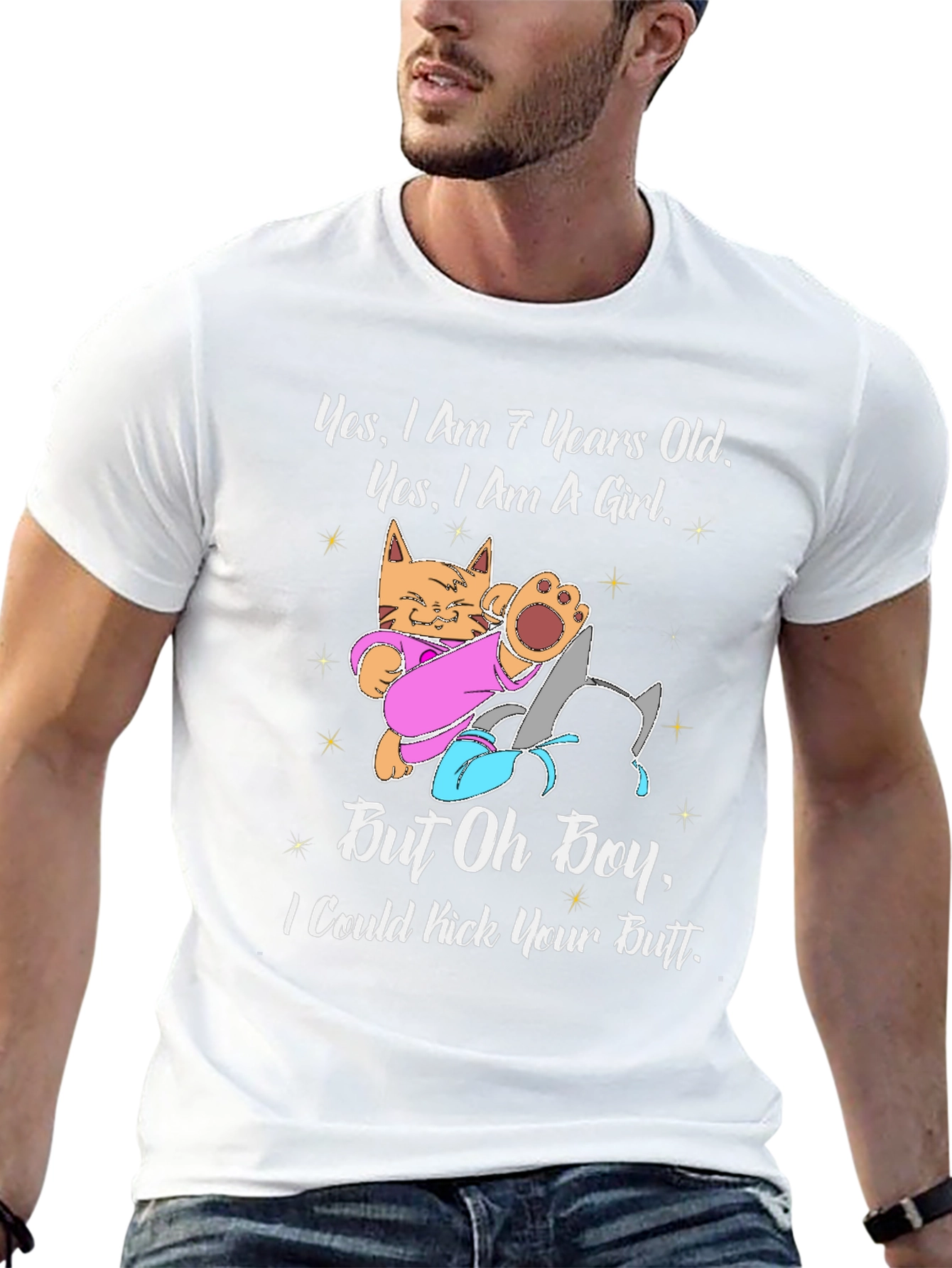 Funny 7-Year-Old Girl Cat T-Shirt