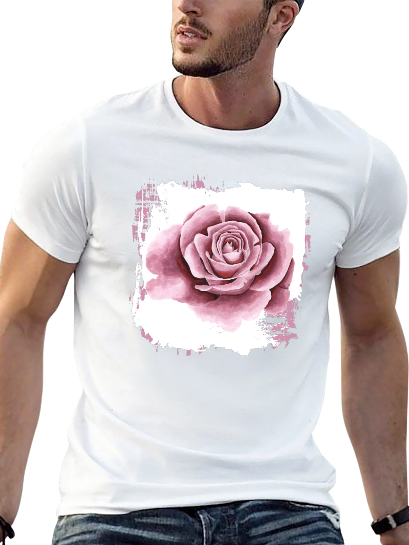 Rose Graphic Print Black T-Shirt