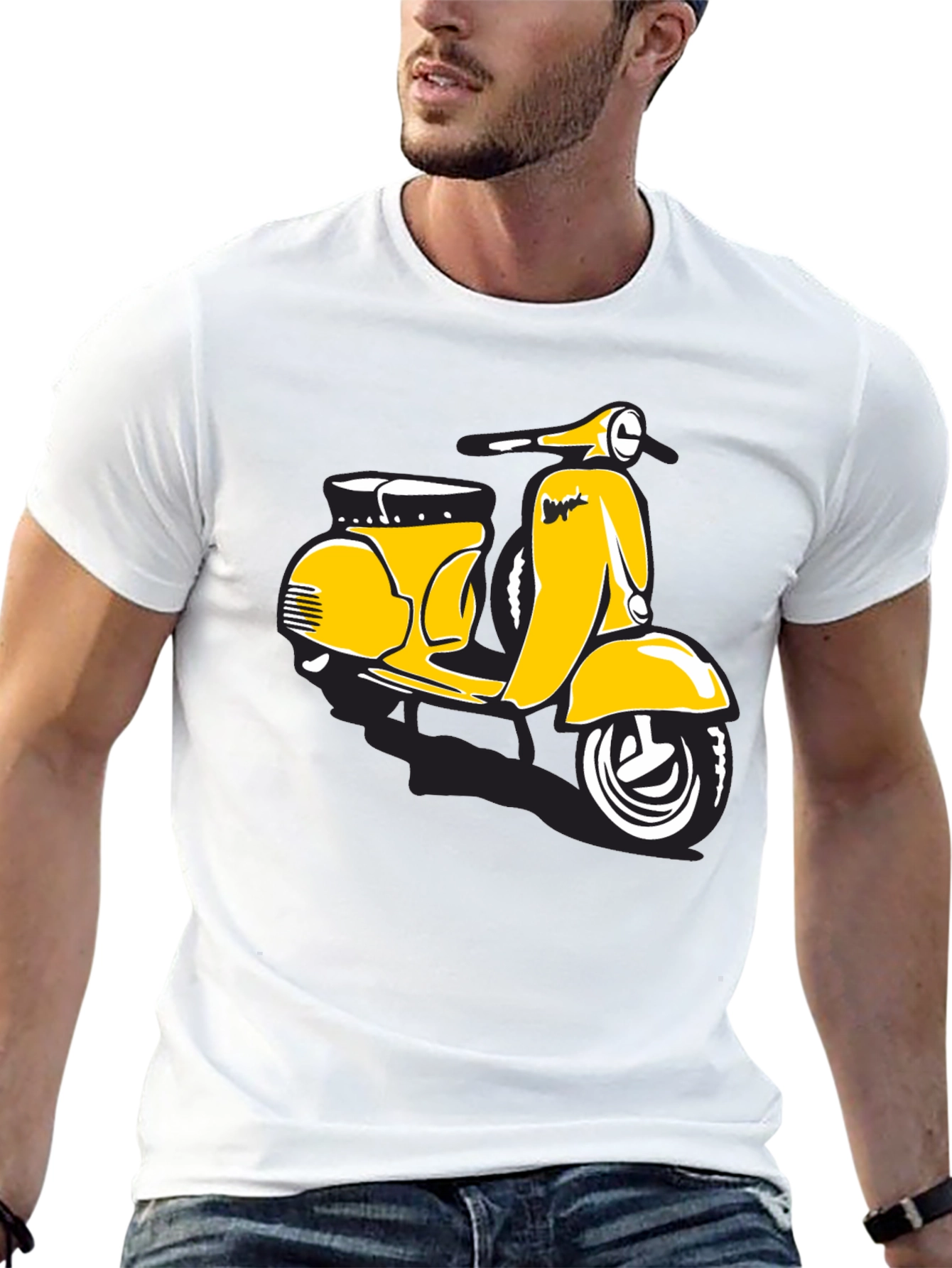 Retro Scooter Graphic T-Shirt - Black