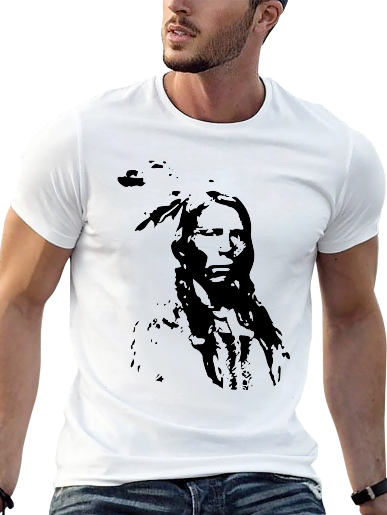 Native American Silhouette Black T-Shirt