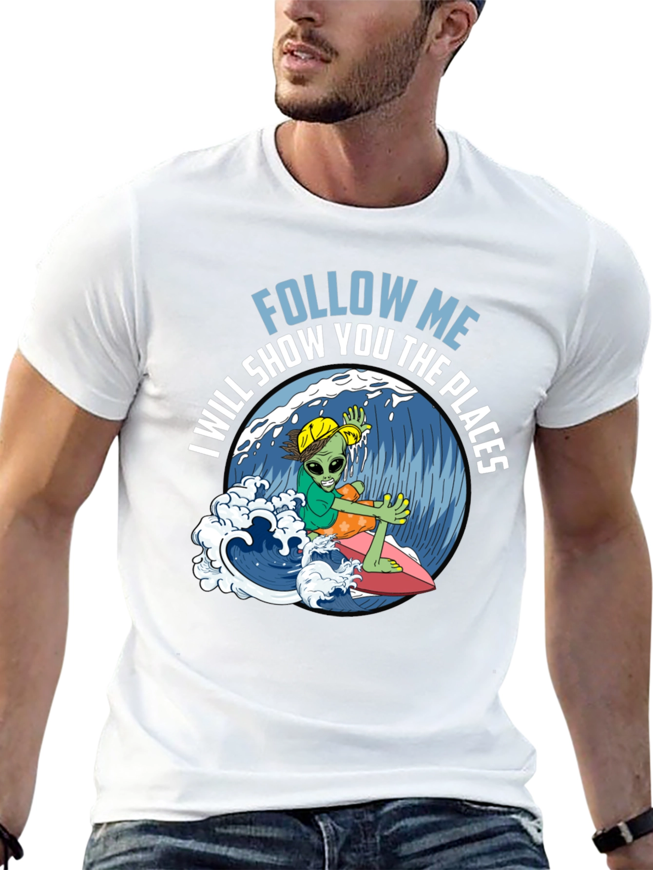 Alien Surfer T-Shirt - Follow Me!