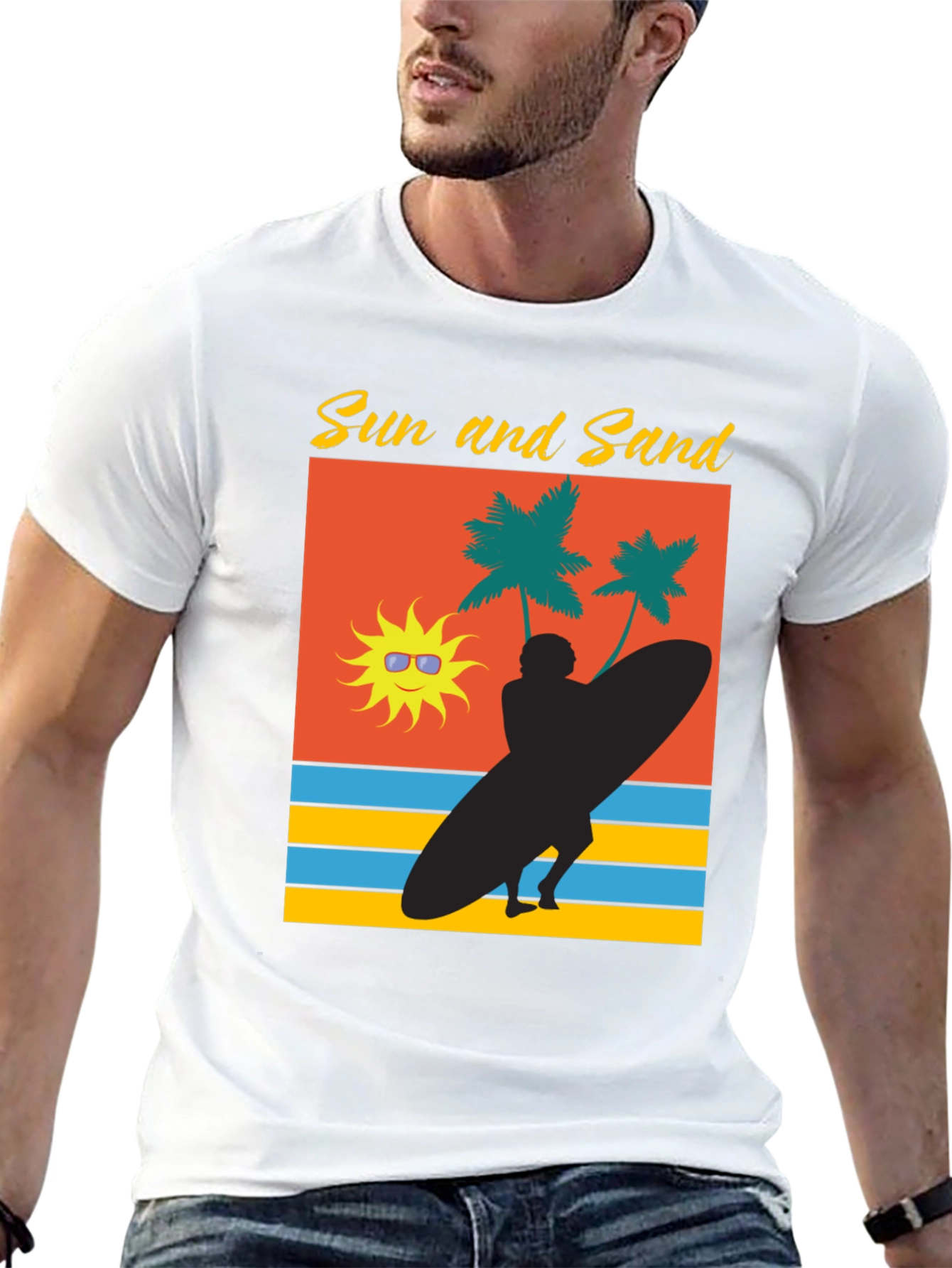 Sun & Sand Surfer Graphic Tee - Black