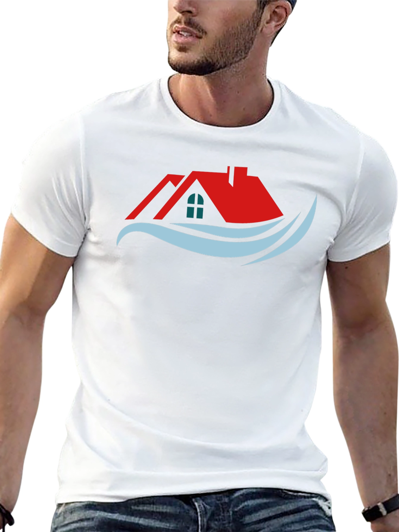 Home & Wave Graphic Tee - Stylish Black T-Shirt