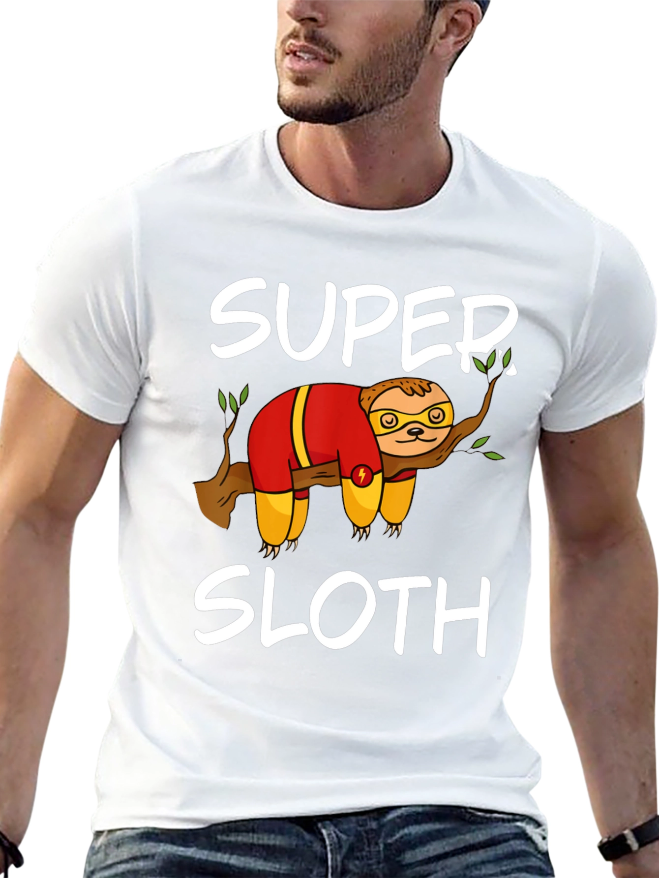 Super Sloth Graphic Tee - Black Cotton Blend