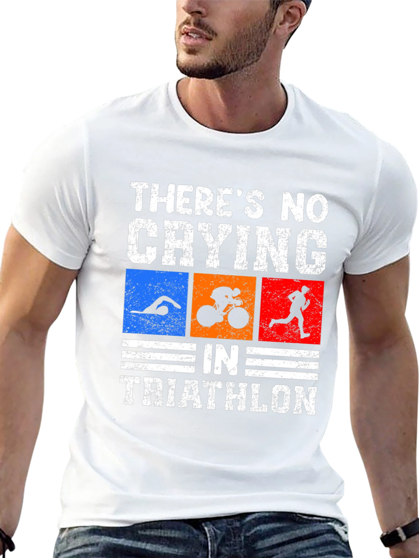Triathlon T-Shirt: No Crying Funny Triathlete Tee
