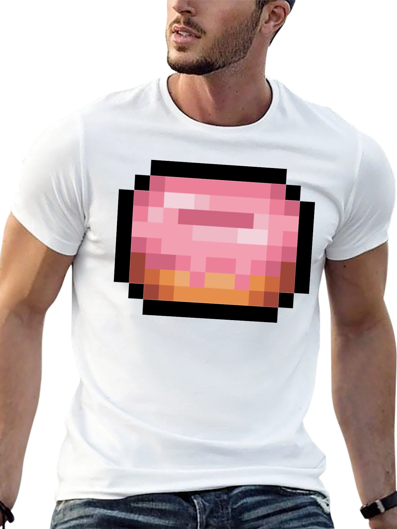 Pixel Donut Graphic T-Shirt - Black Cotton Tee