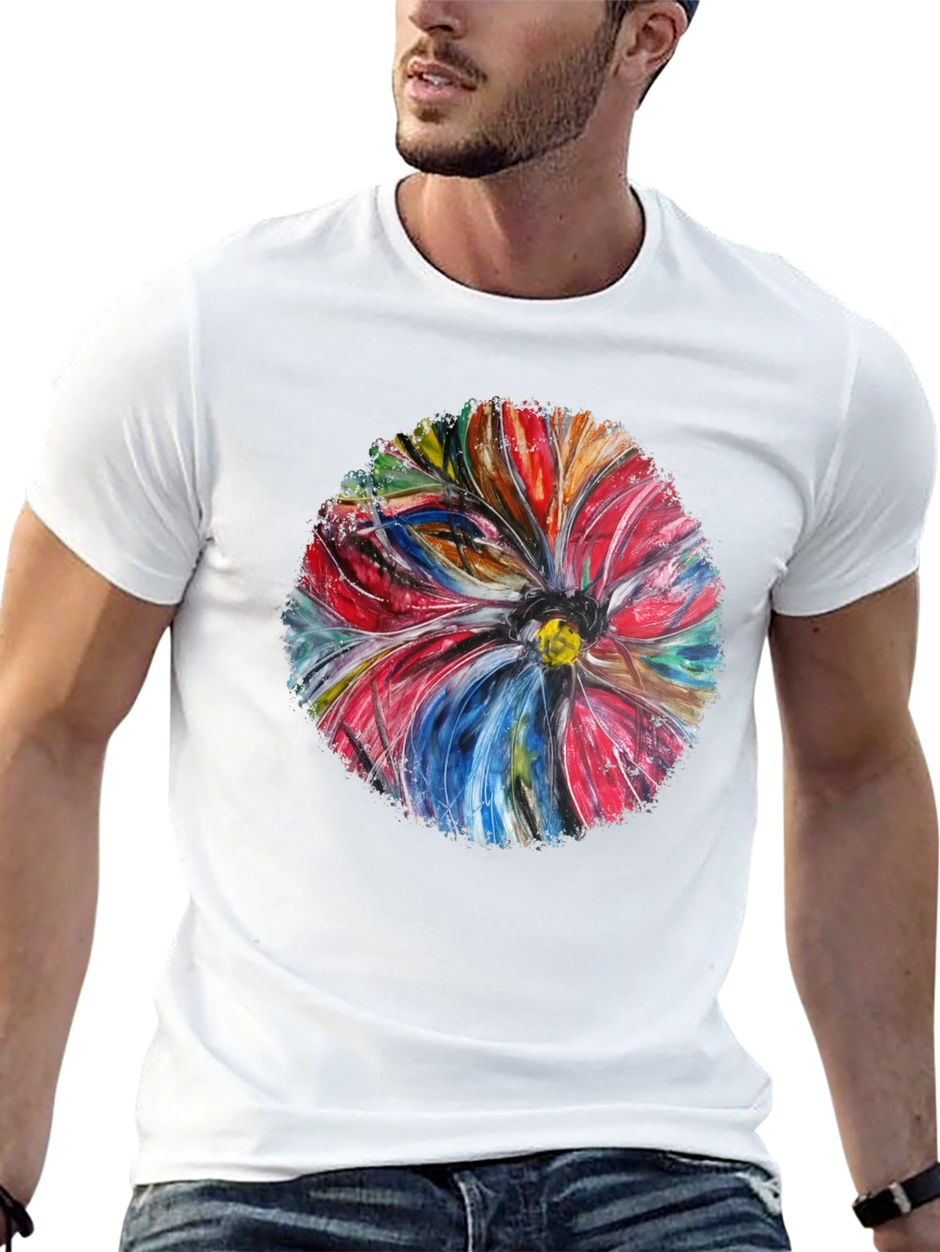 Abstract Flower Art Black T-Shirt
