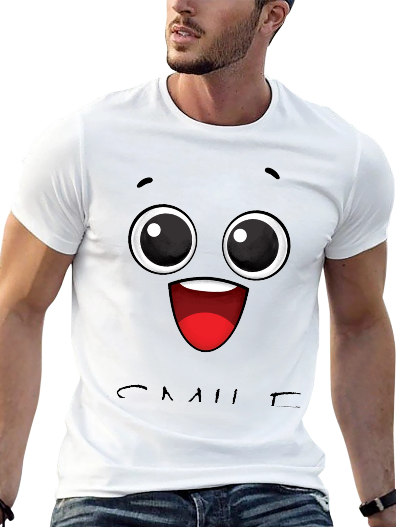 Smiling Face Graphic Tee - Fun & Unique Style