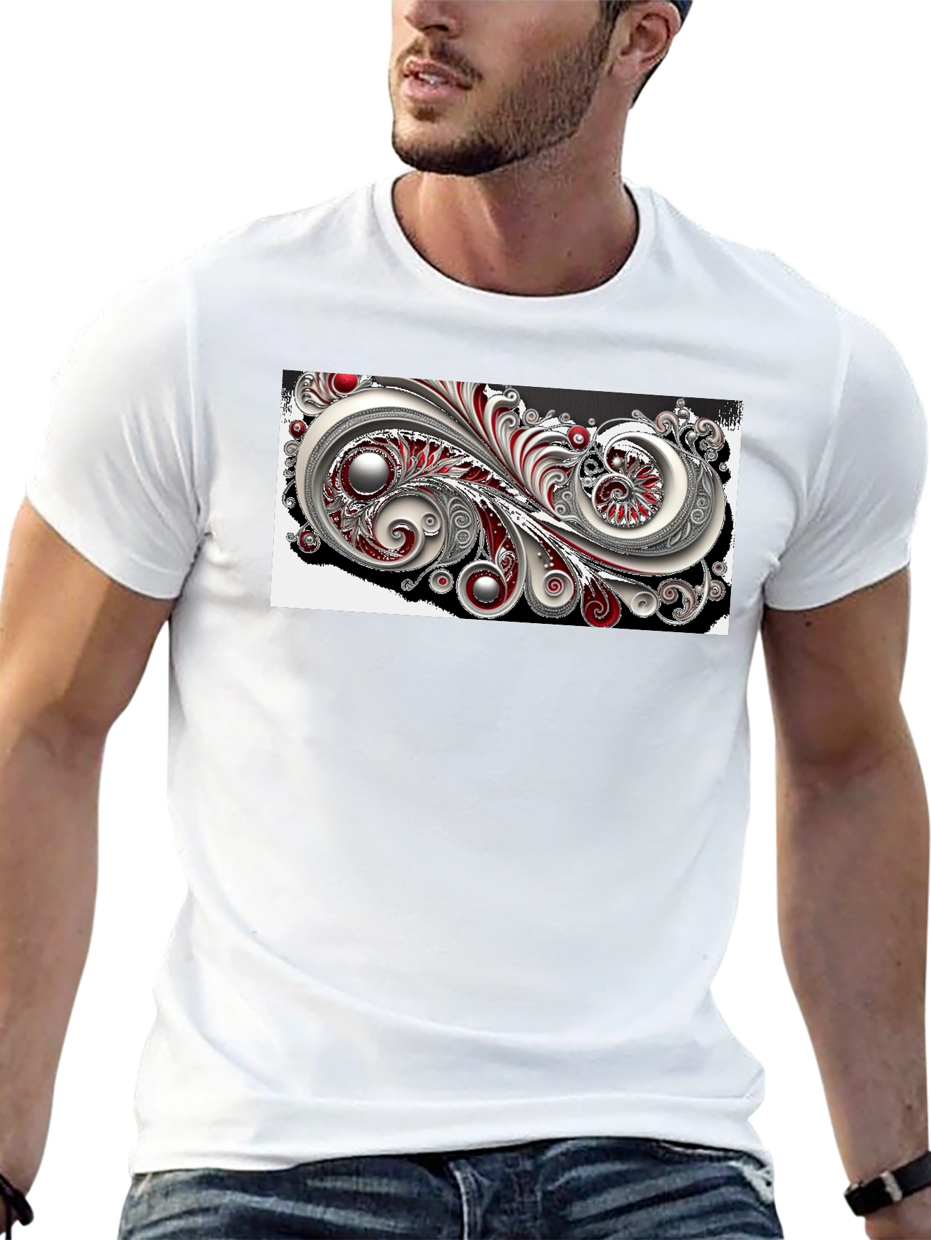 Elegant Swirl Graphic Black T-Shirt