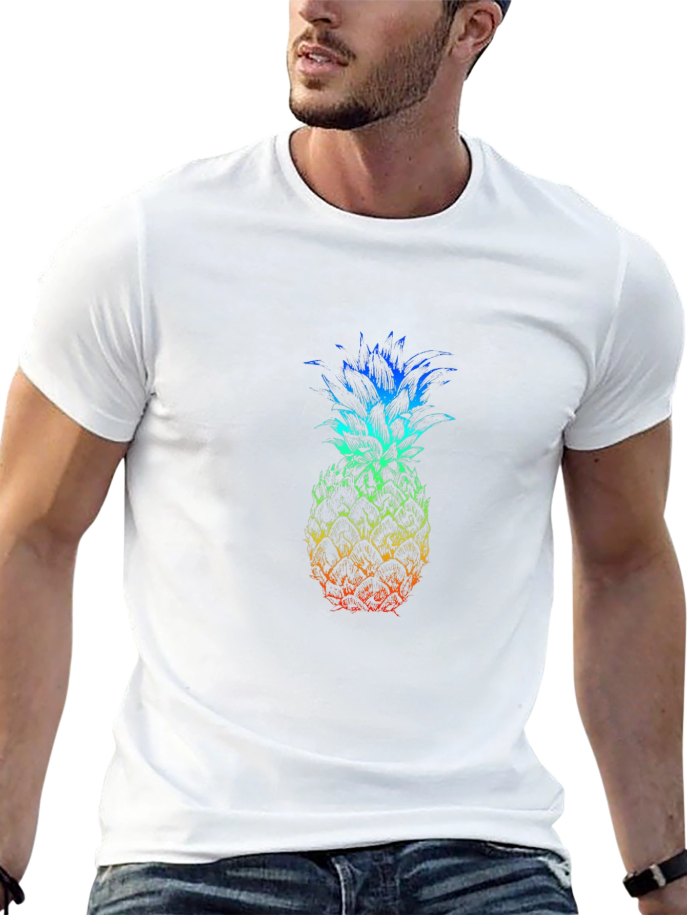 Rainbow Pineapple Graphic T-Shirt