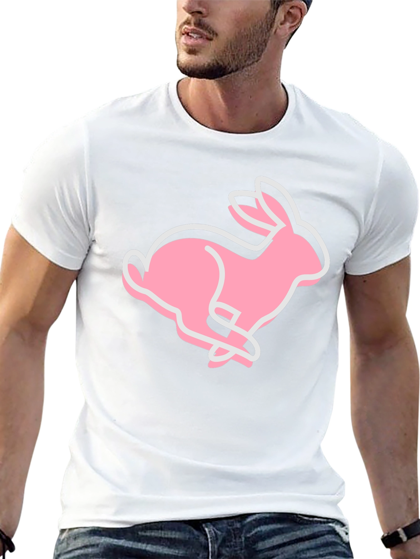 Pink Bunny Graphic Tee - Soft Cotton Blend