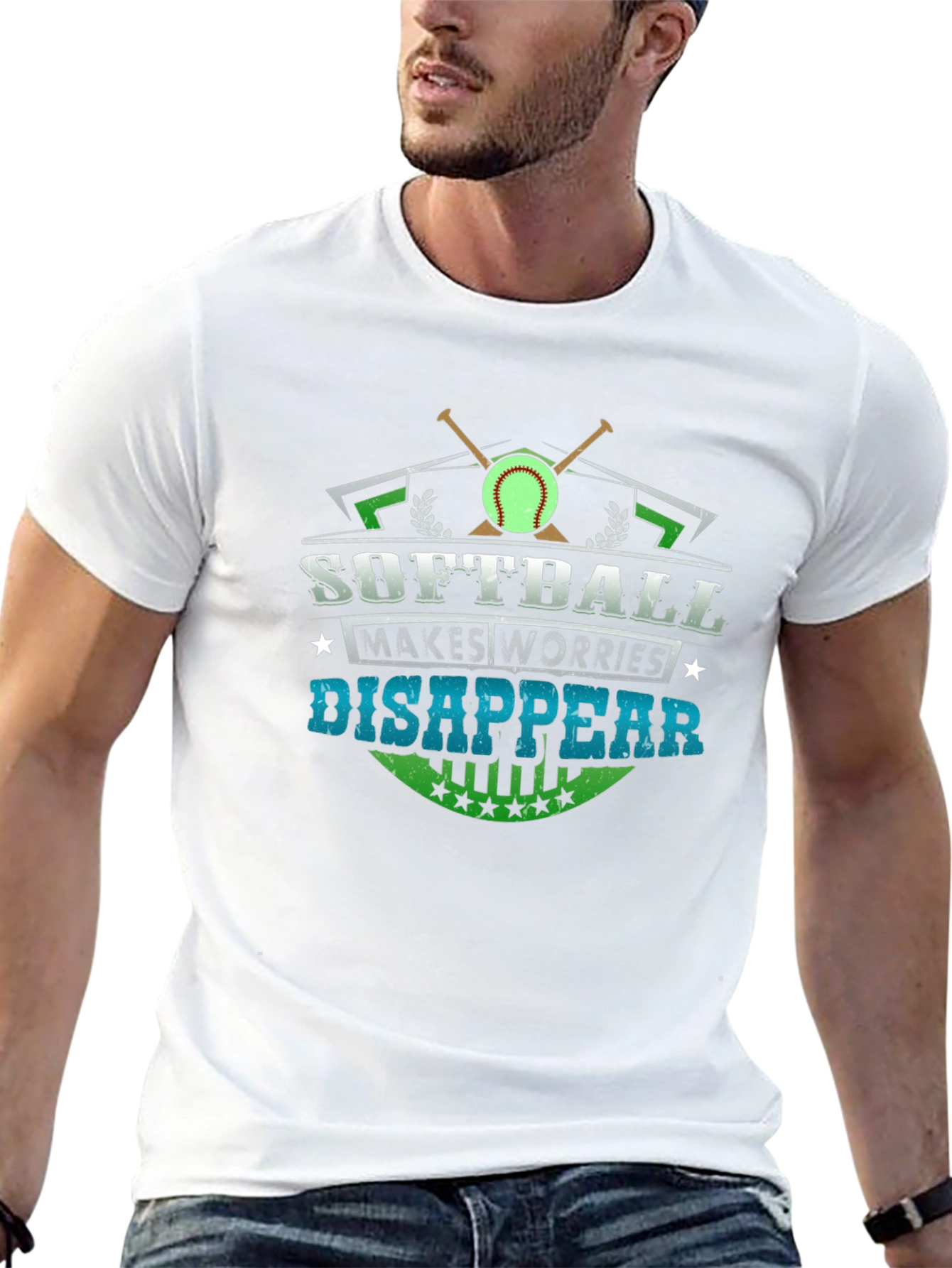 Softball Makes Worries Disappear Graphic T-Shirt