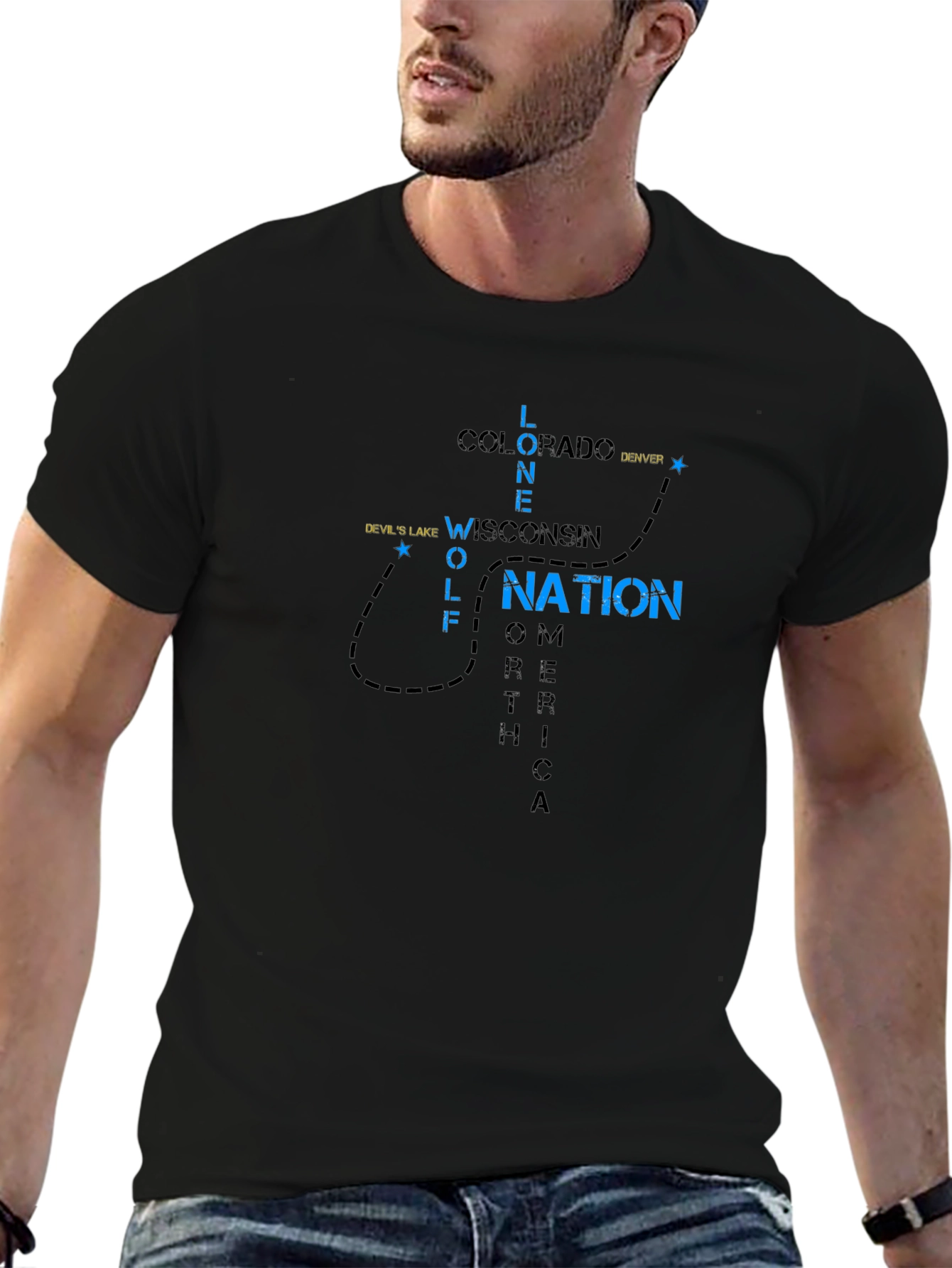 Lone Wolf Nation Graphic Tee - Black Cotton T-Shirt