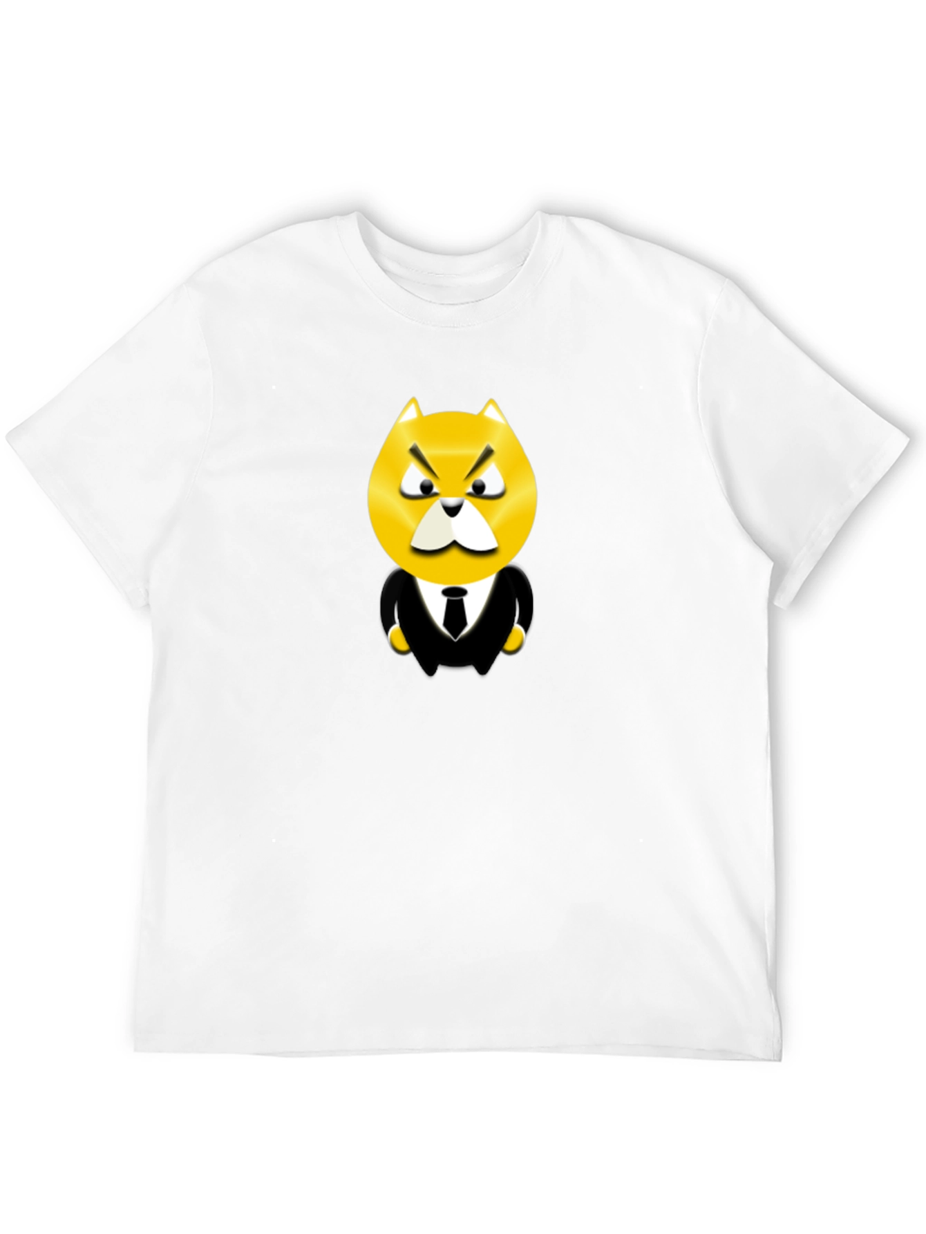 Cartoon Cat Boss Graphic Tee - Black