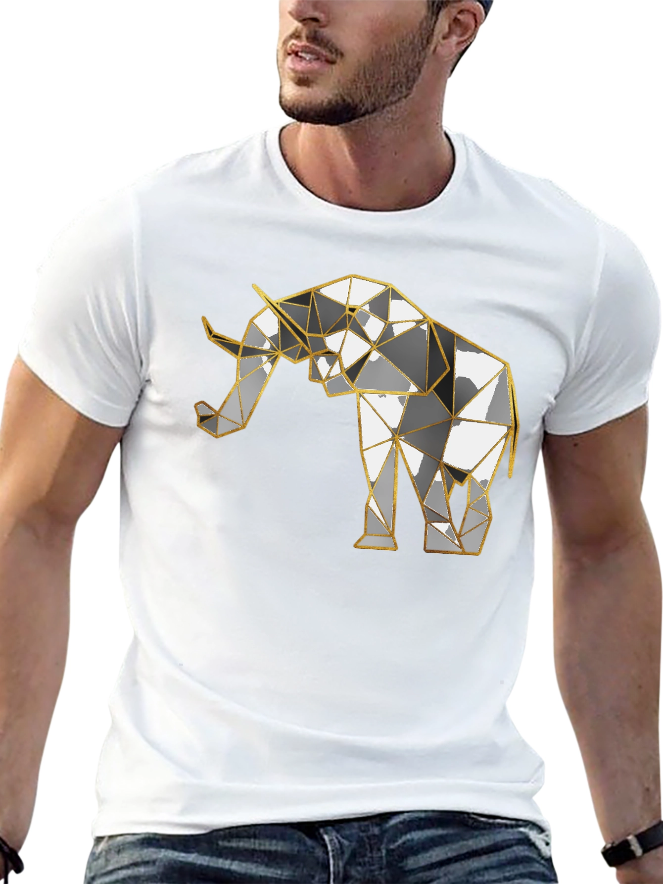 Geometric Elephant Graphic Tee - Modern Style