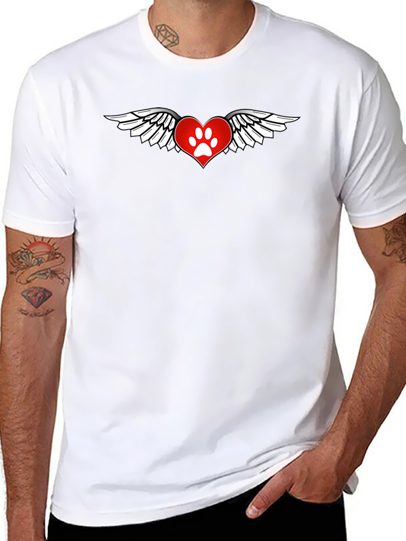 Heart Paw Wings Black T-Shirt