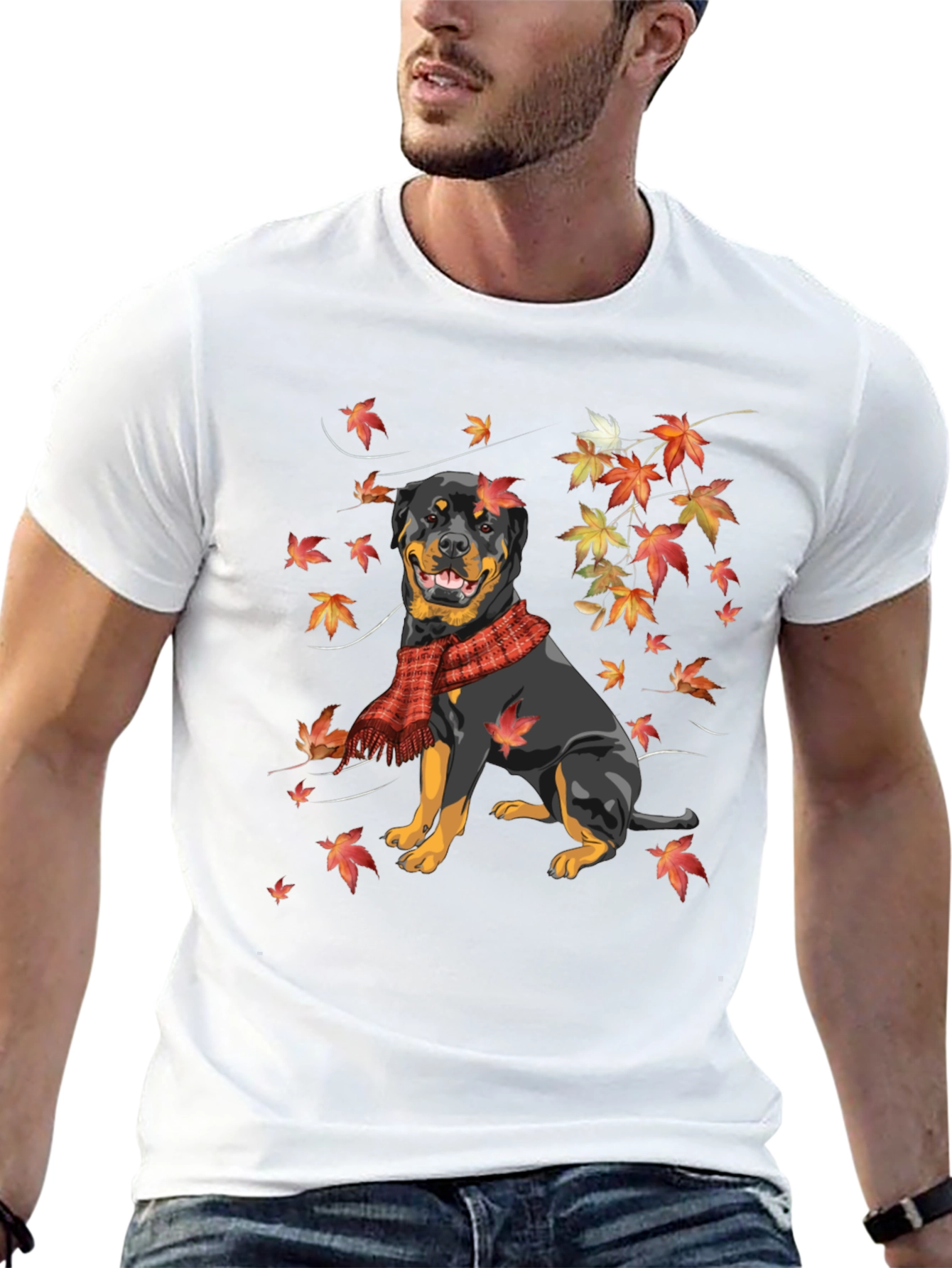 Rottweiler Autumn Leaves T-Shirt