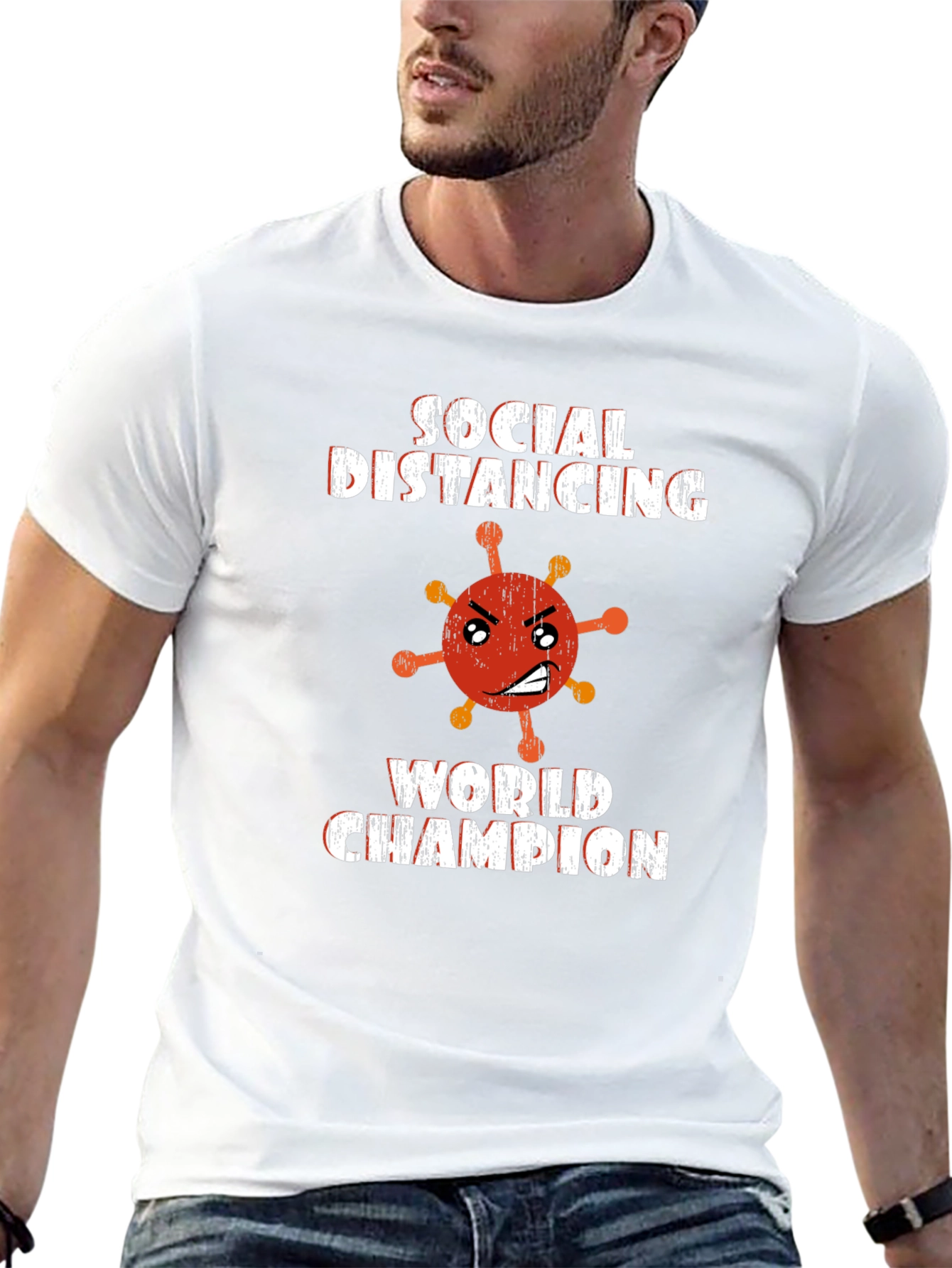 Social Distancing World Champion Black Graphic Tee
