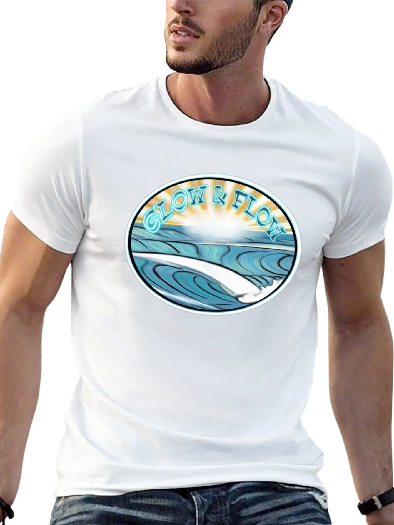 Glow & Flow Graphic T-Shirt - Black Cotton Tee
