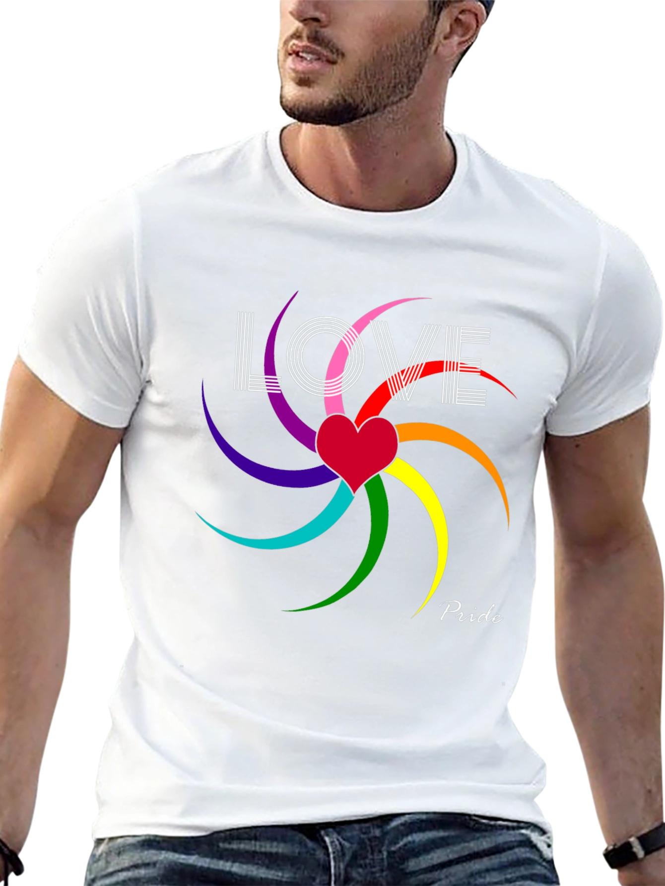 Love & Pride T-Shirt - Rainbow Heart Graphic Tee