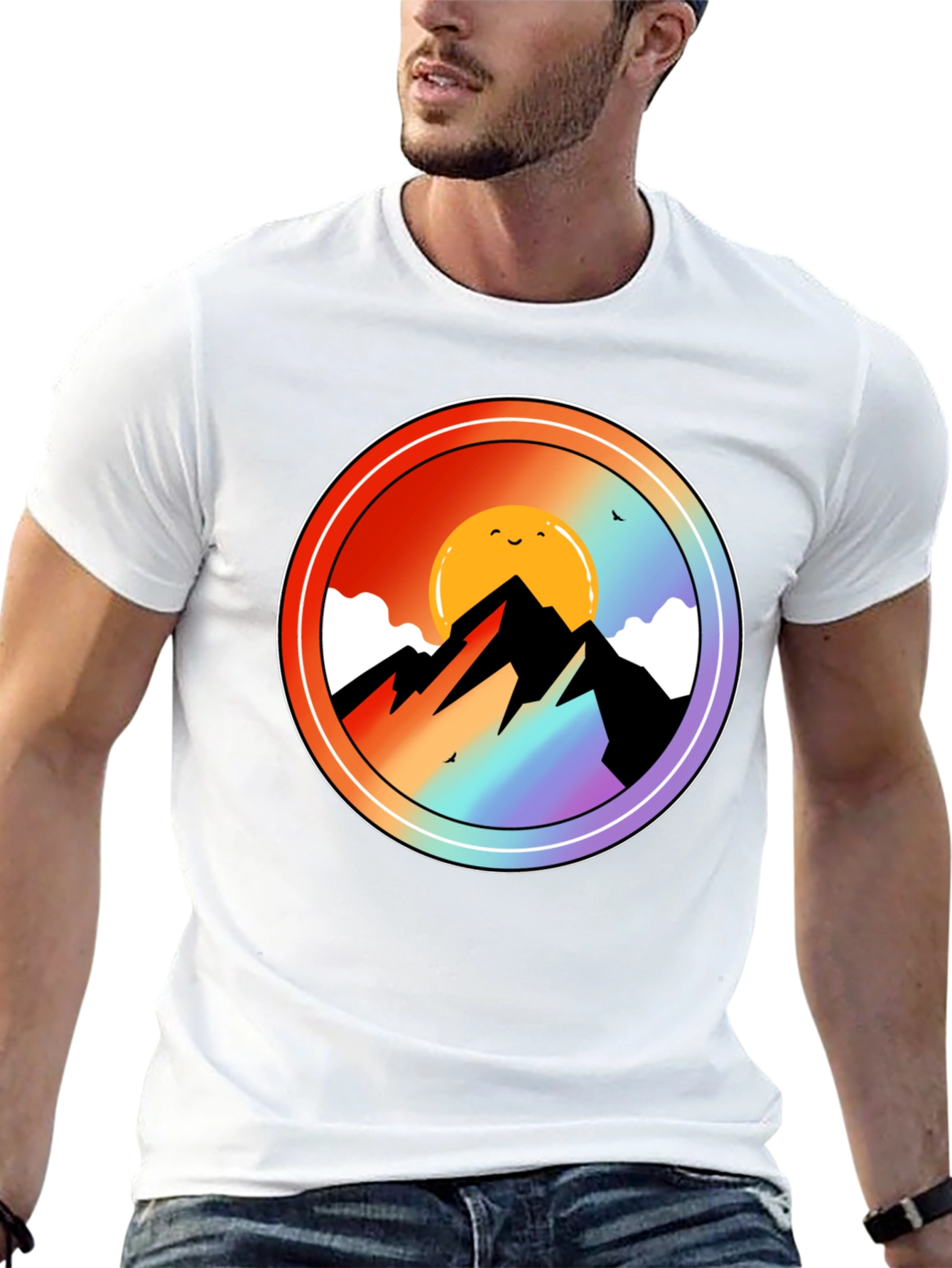 Mountain Sunset Graphic Tee - Black Cotton Blend