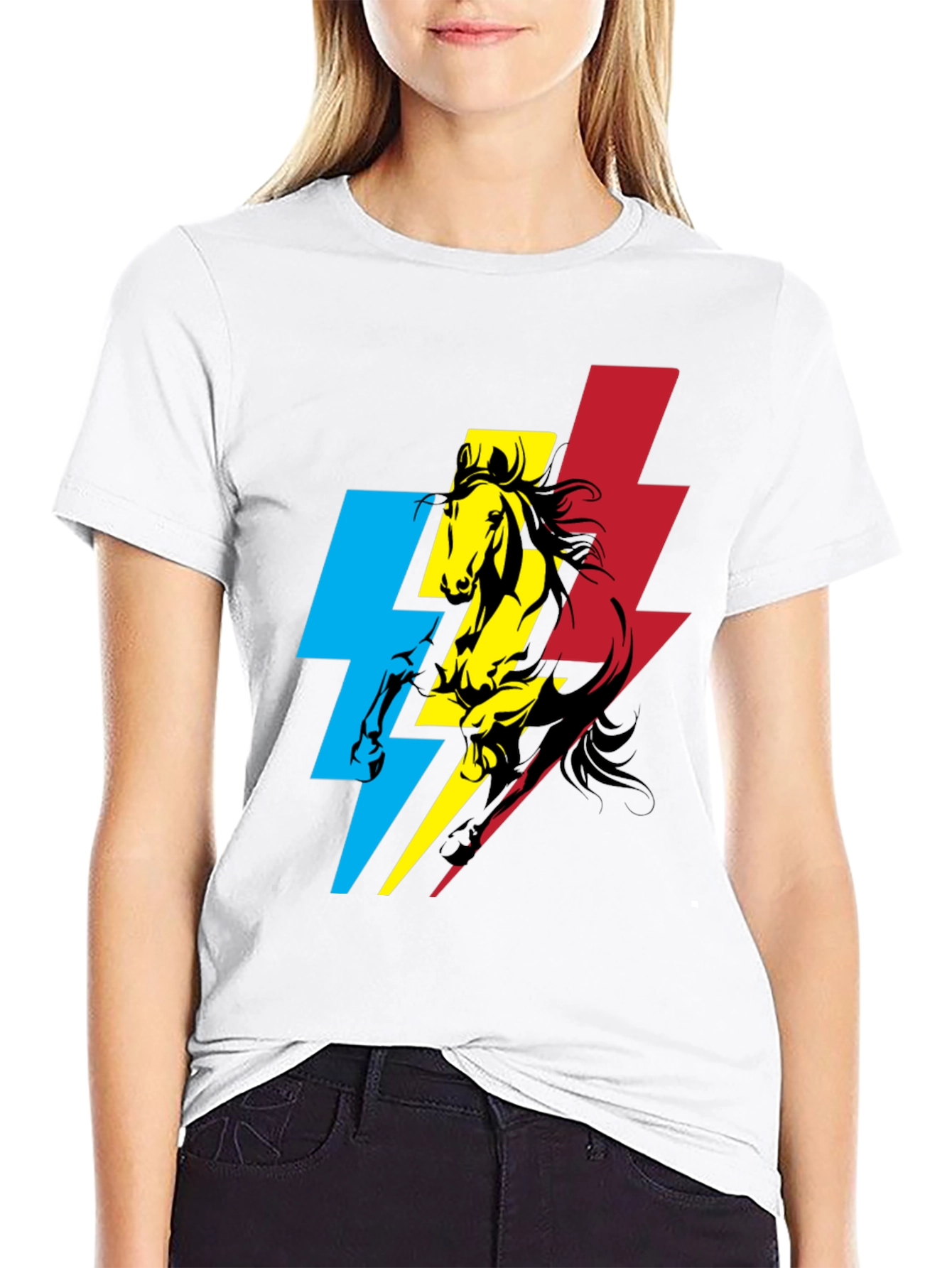 Horse and Lightning Bolt Graphic T-Shirt