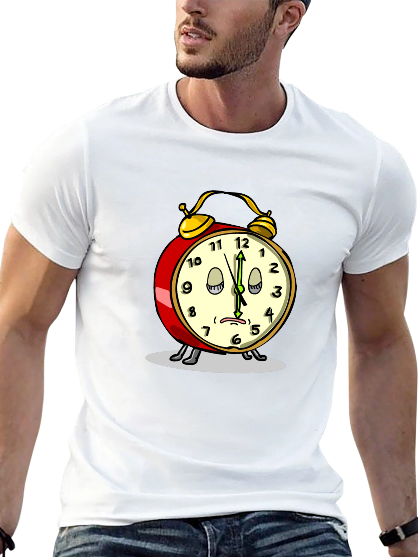 Funny Sleepy Alarm Clock Black T-Shirt
