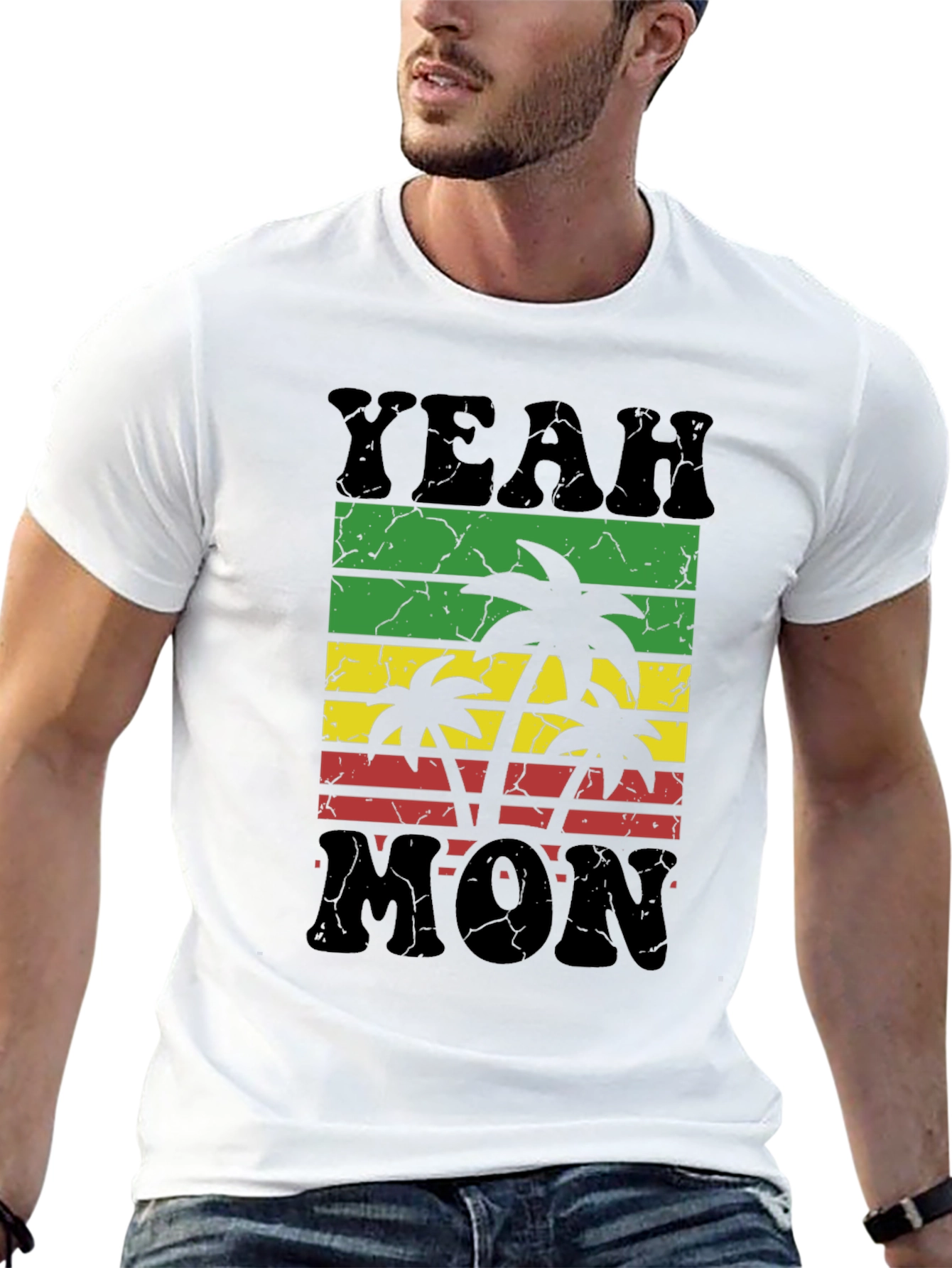 Yeah Mon Rasta T-Shirt - Reggae Palm Tree Design