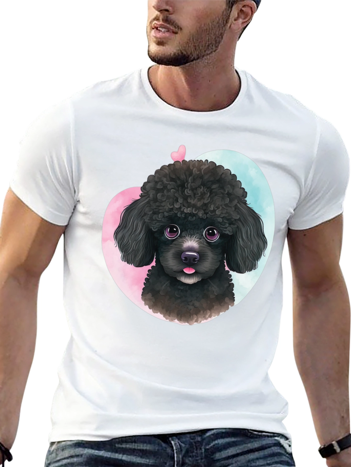 Cute Poodle Heart T-Shirt - Black