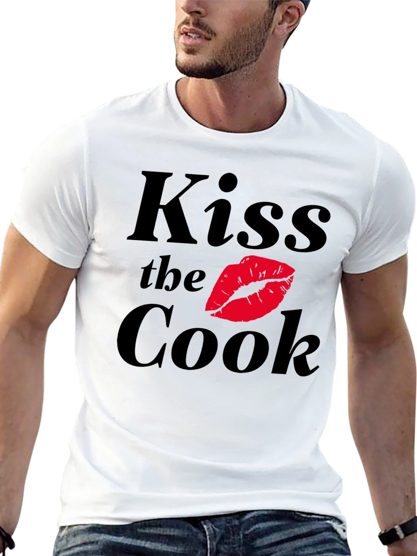 Kiss the Cook Black Graphic T-Shirt