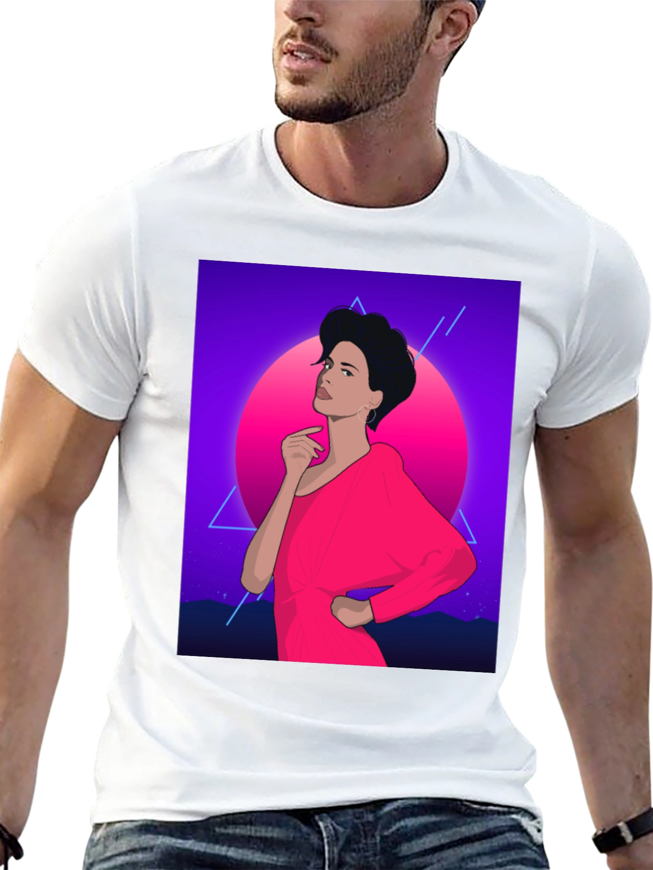 Retro 80s Woman Graphic Tee - Black