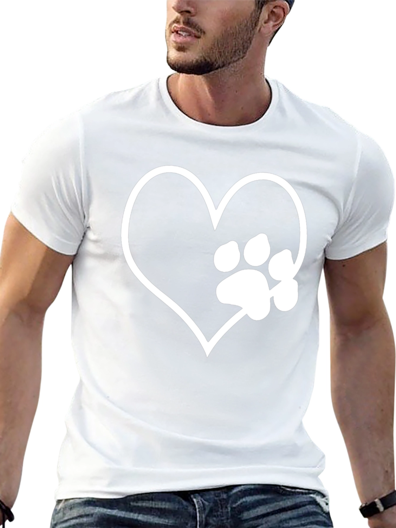 Heart Paw Print Black T-Shirt