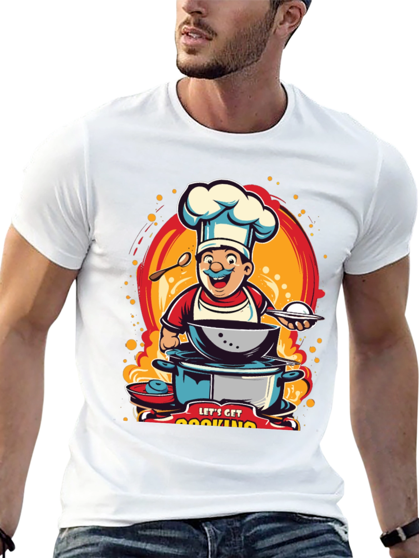 Lets Get Cooking T-Shirt - Chef Cartoon Design
